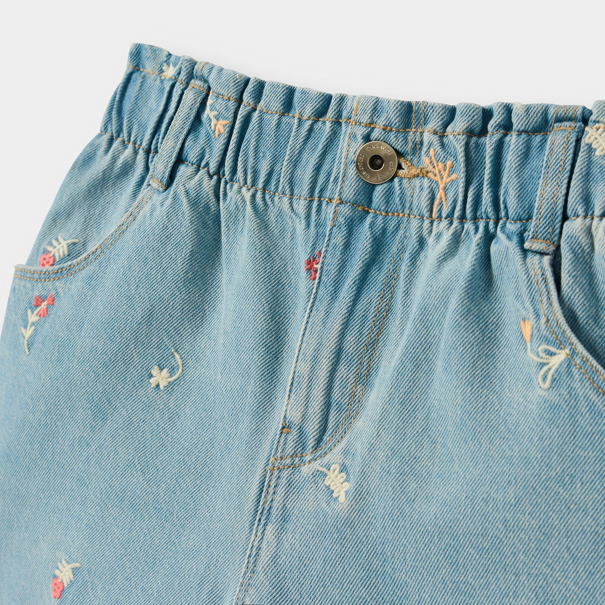 Quần short denim thêu