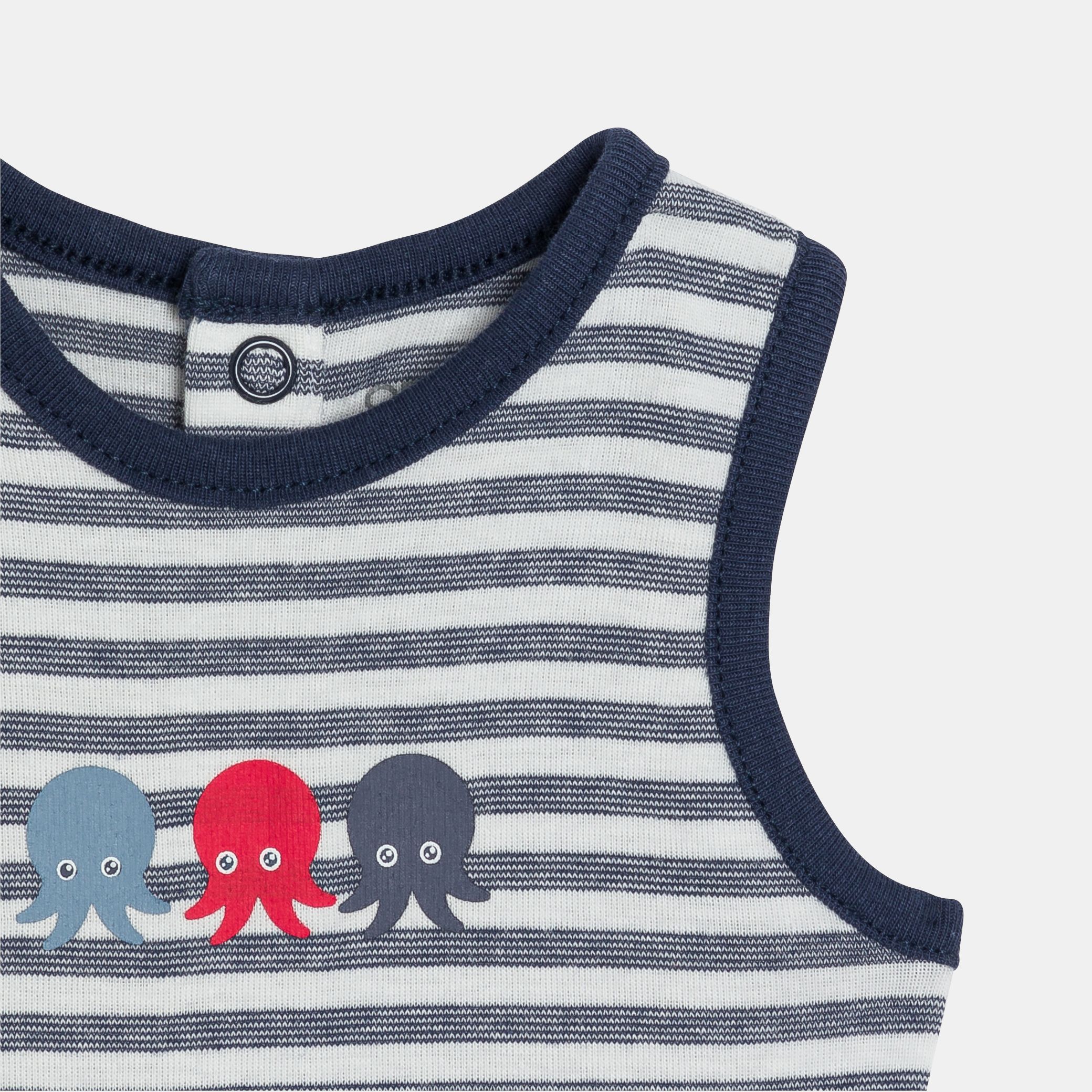 Bộ bodysuit ba lỗ bạch tuộc không tay sọc (bộ 3 cái)