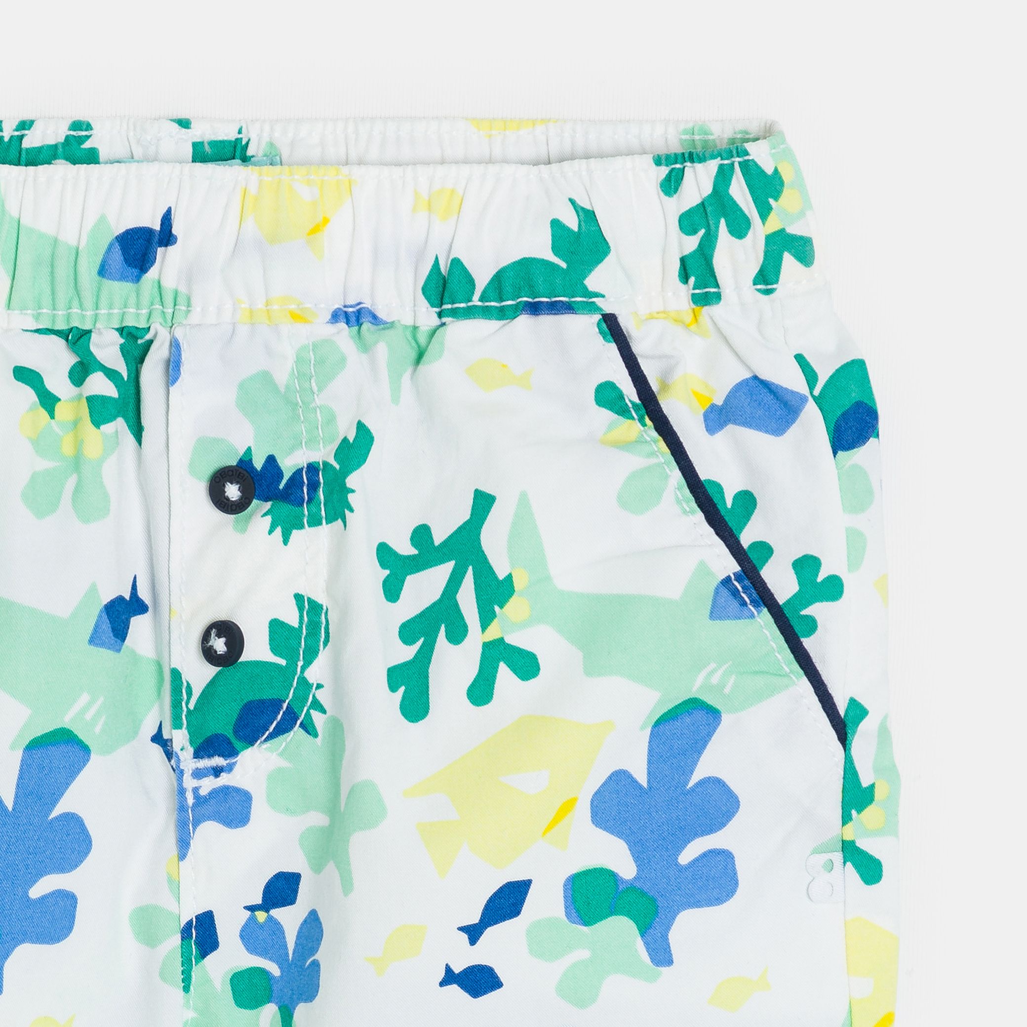 Quần short vải cotton twill in họa tiết