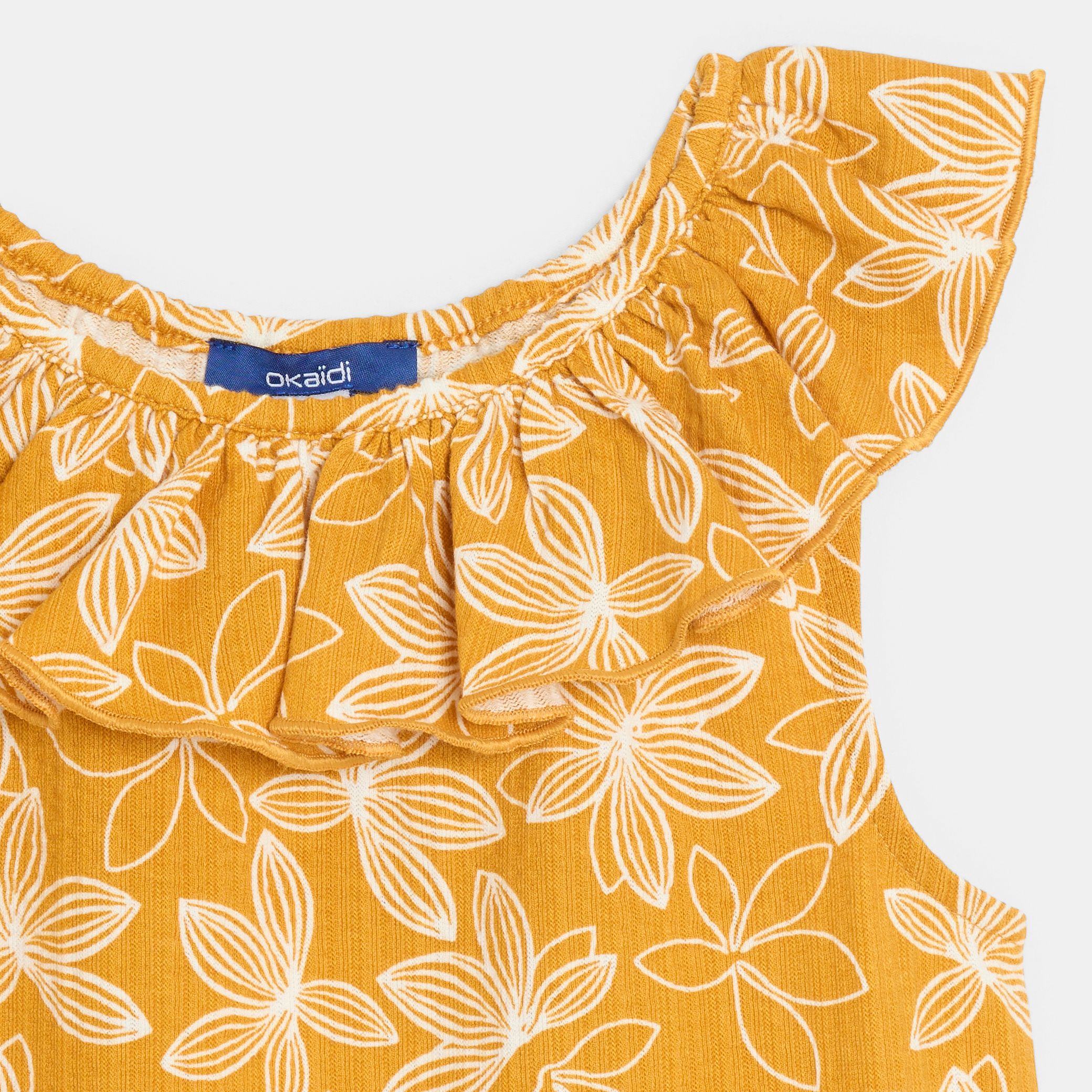 Áo vest in họa tiết cổ nhún bèo