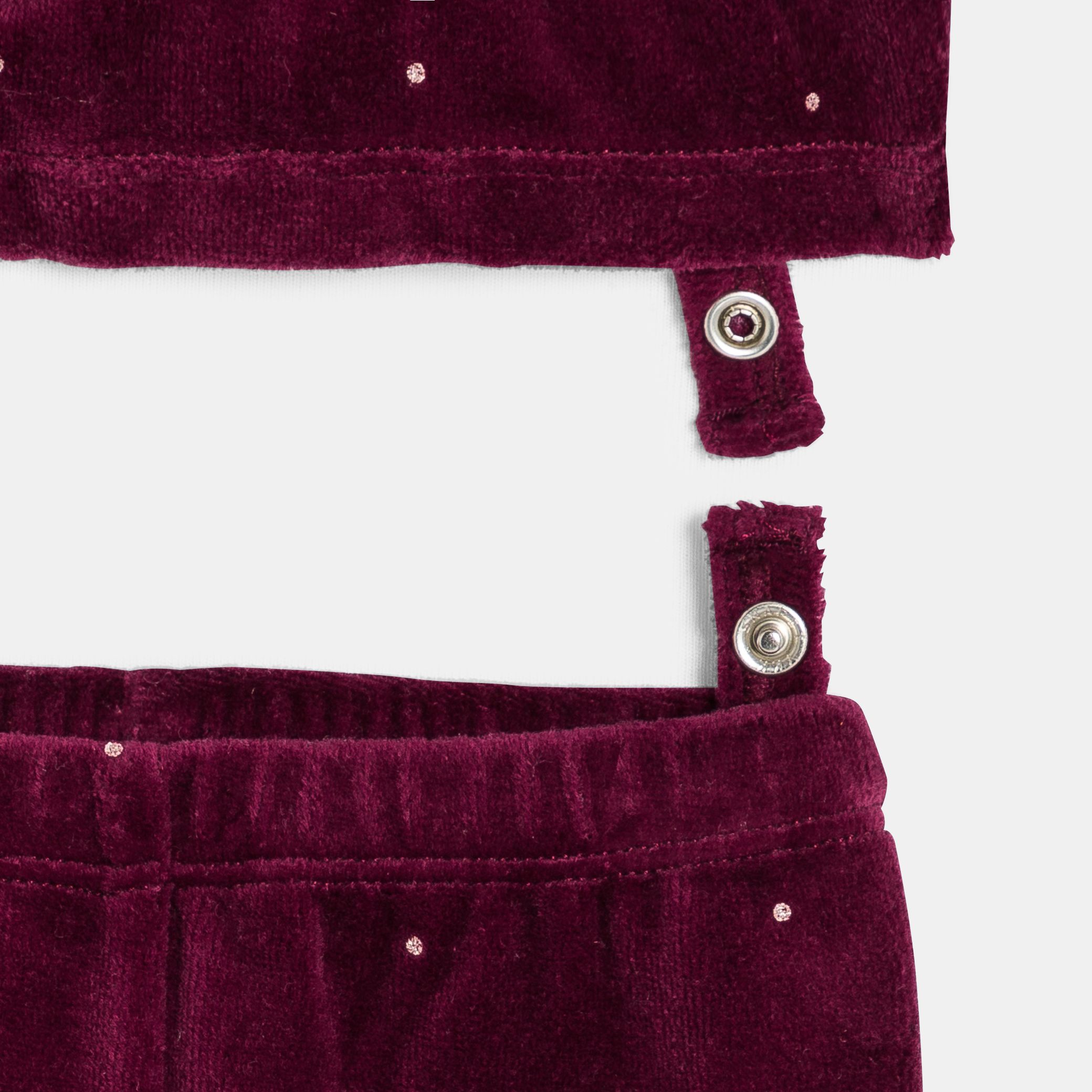 Bộ đồ ngủ nhung burgundy họa tiết mèo