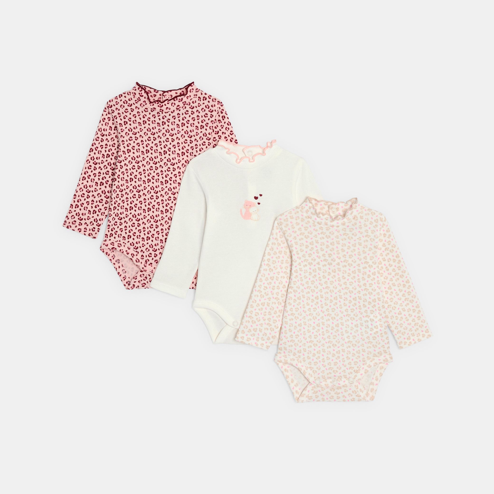 Bộ bodysuit họa tiết báo hồng (bộ 3 chiếc)