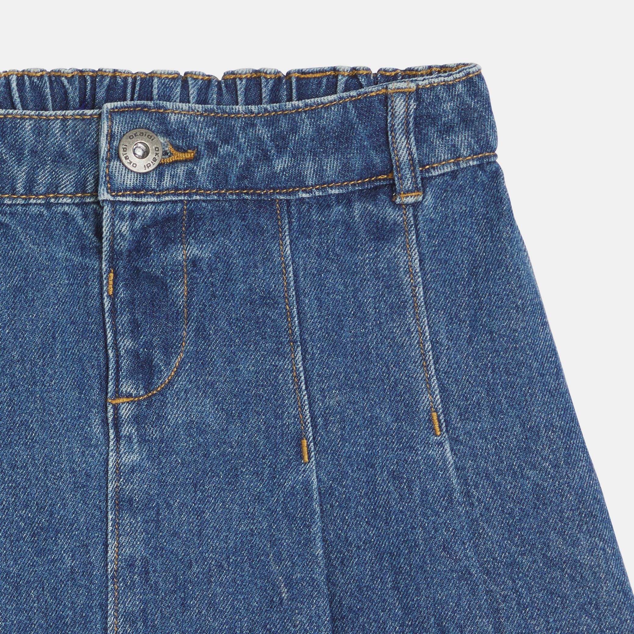 Váy ngắn denim xanh xếp ly
