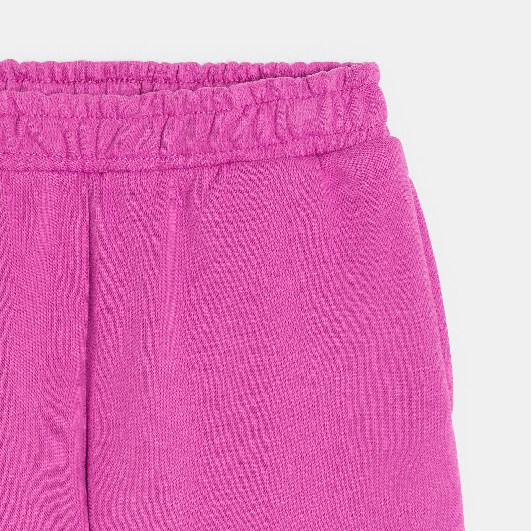 Quần jogger nỉ hồng trơn ống rộng