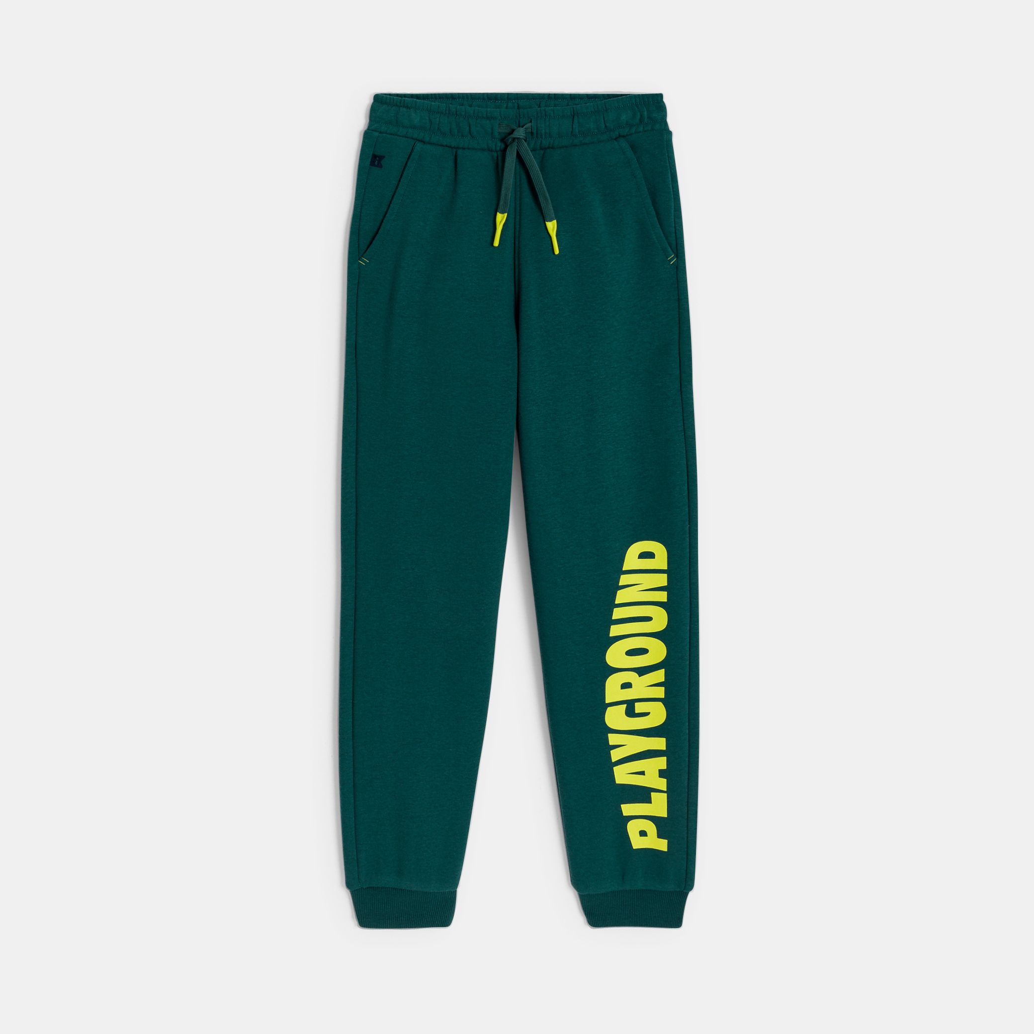 Quần jogger xanh in slogan