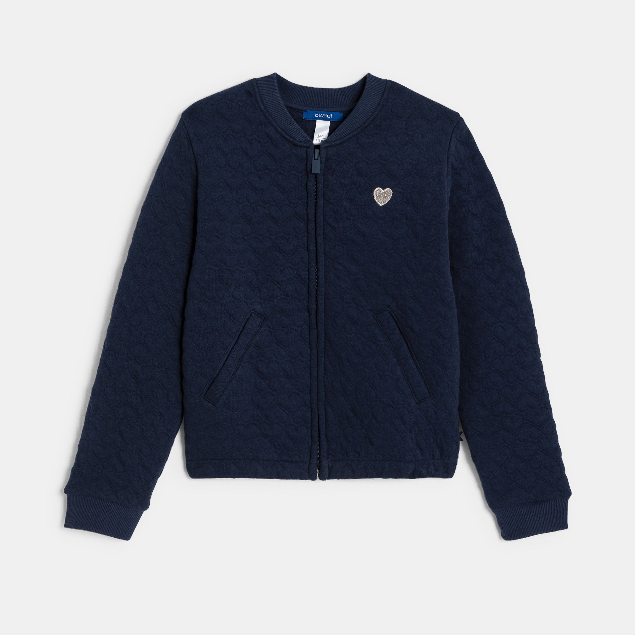 Áo khoác bóng chày navy thêu tim