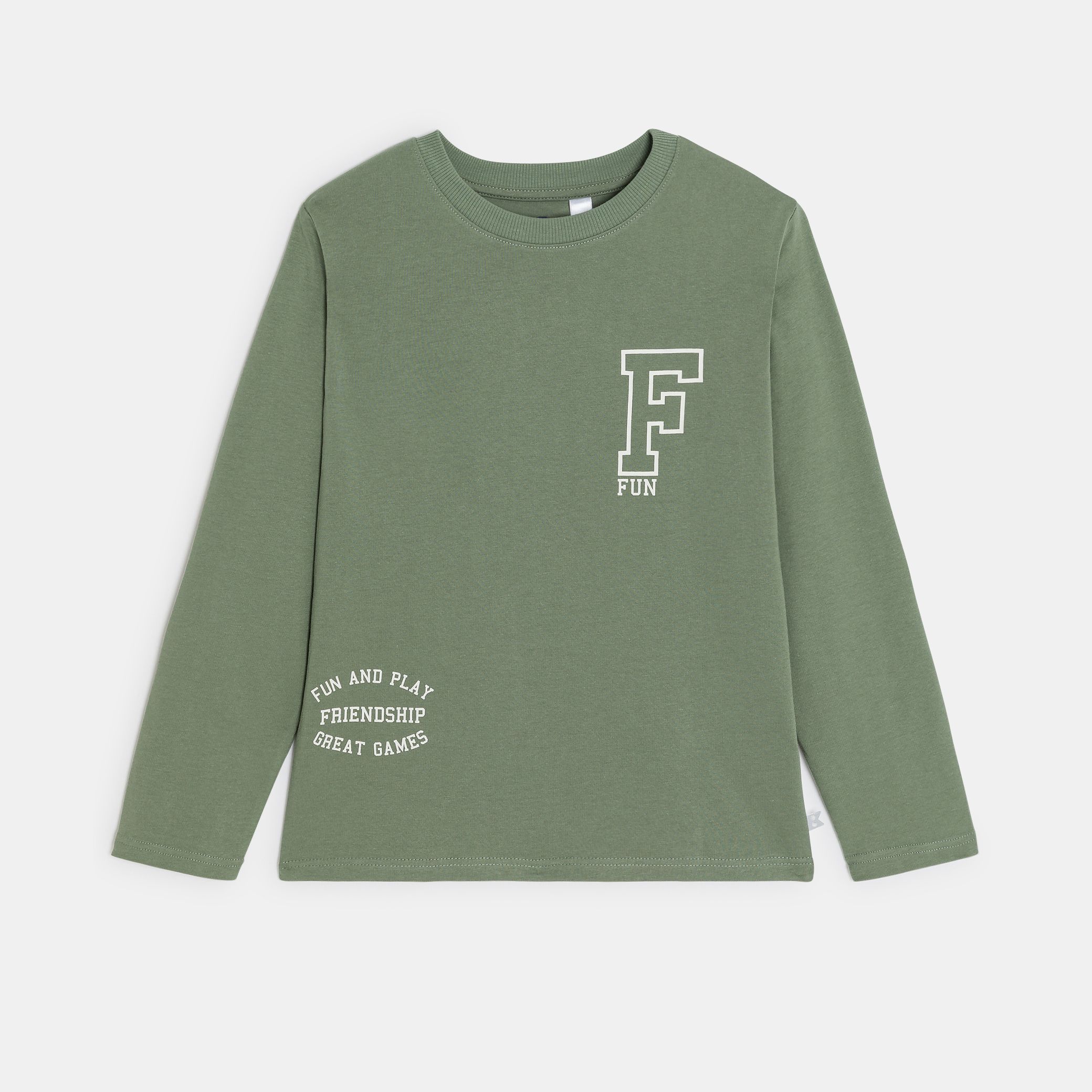 Áo thun xanh lá dài tay in slogan