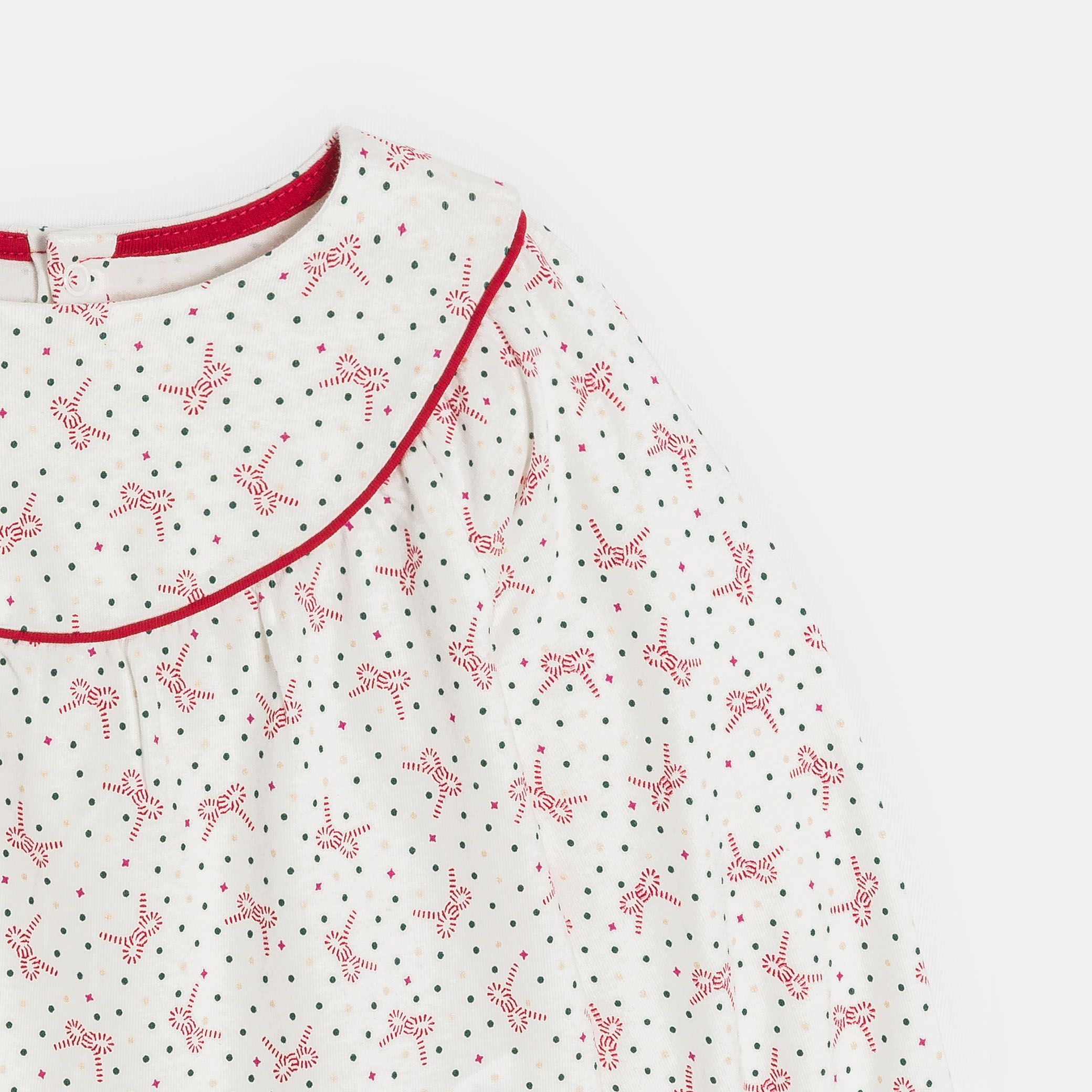 Áo blouse in nơ cho bé gái