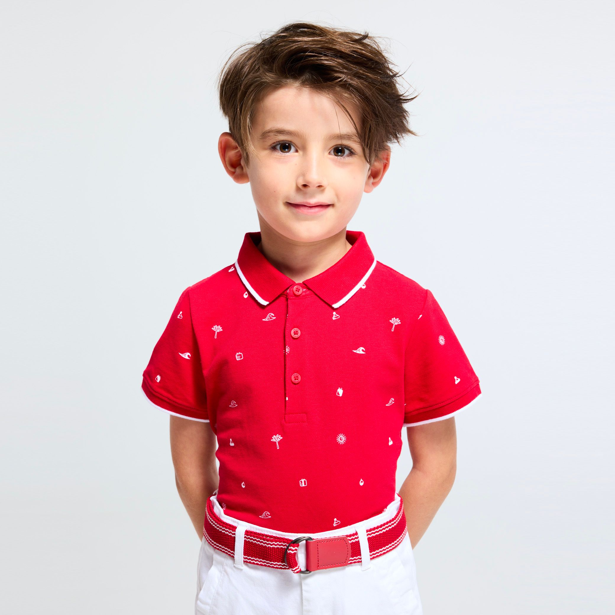 Áo polo họa tiết nhiệt đới