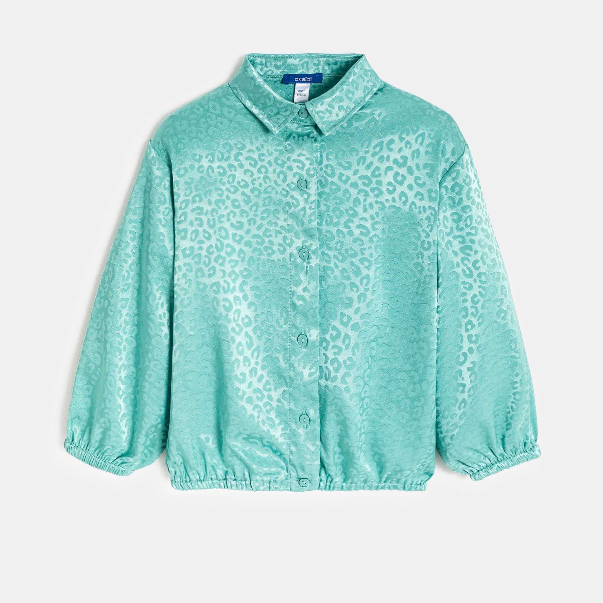 Áo blouse họa tiết da báo cho bé gái