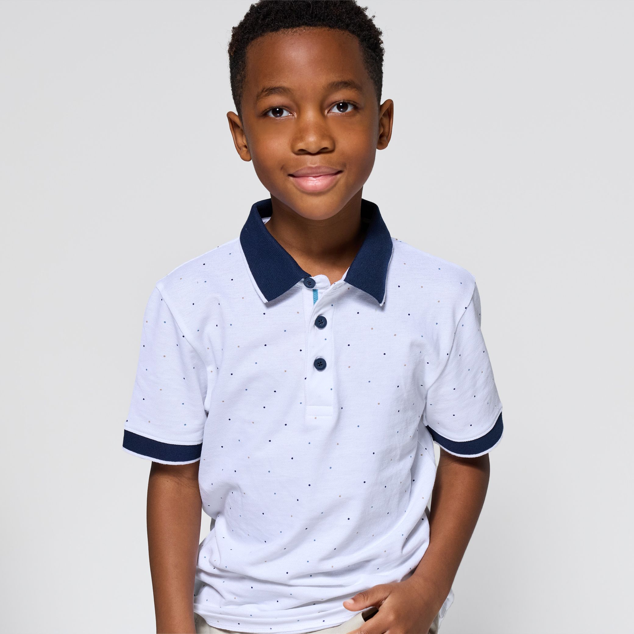 Áo polo cotton piqué in họa tiết