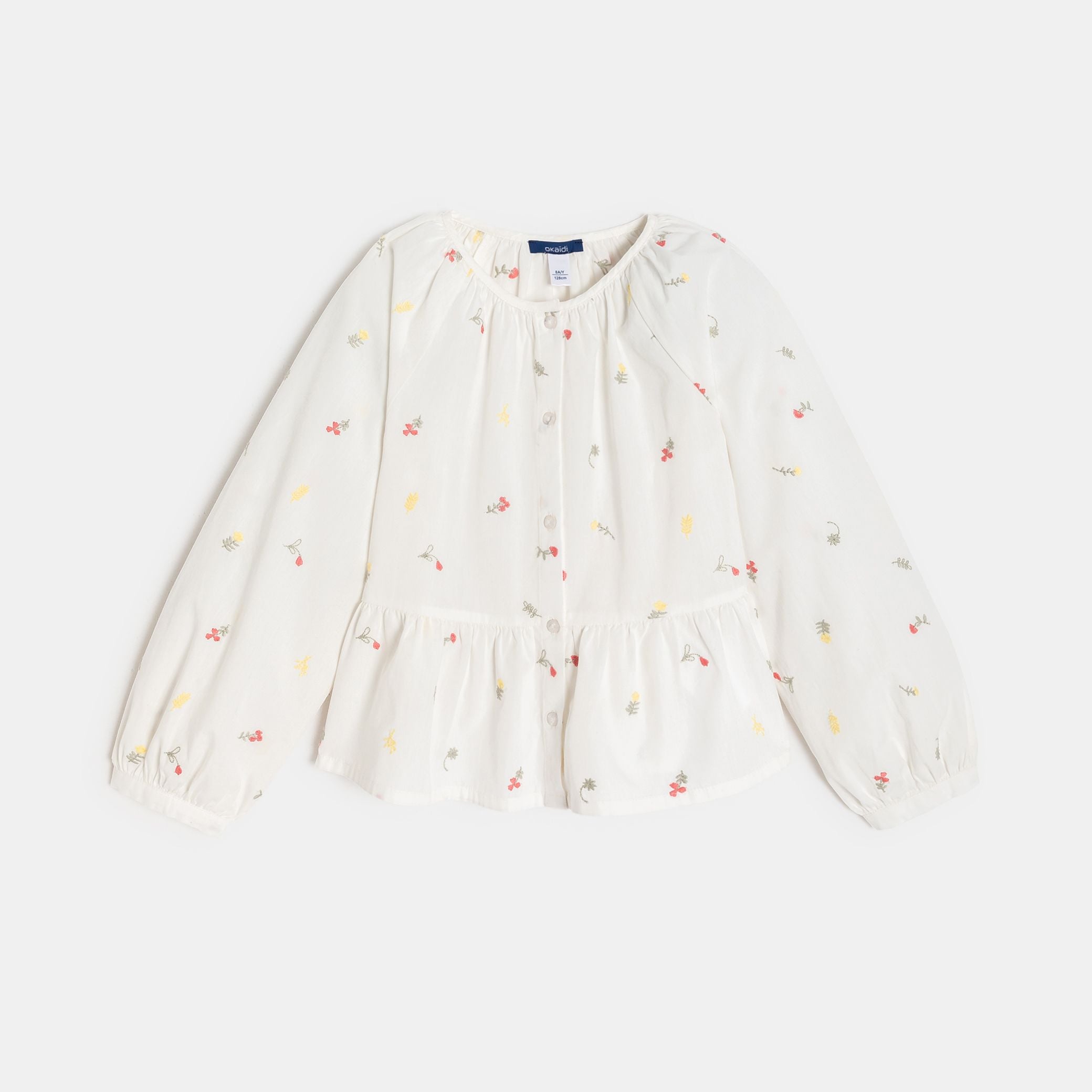 Áo blouse thêu hoa cho bé gái
