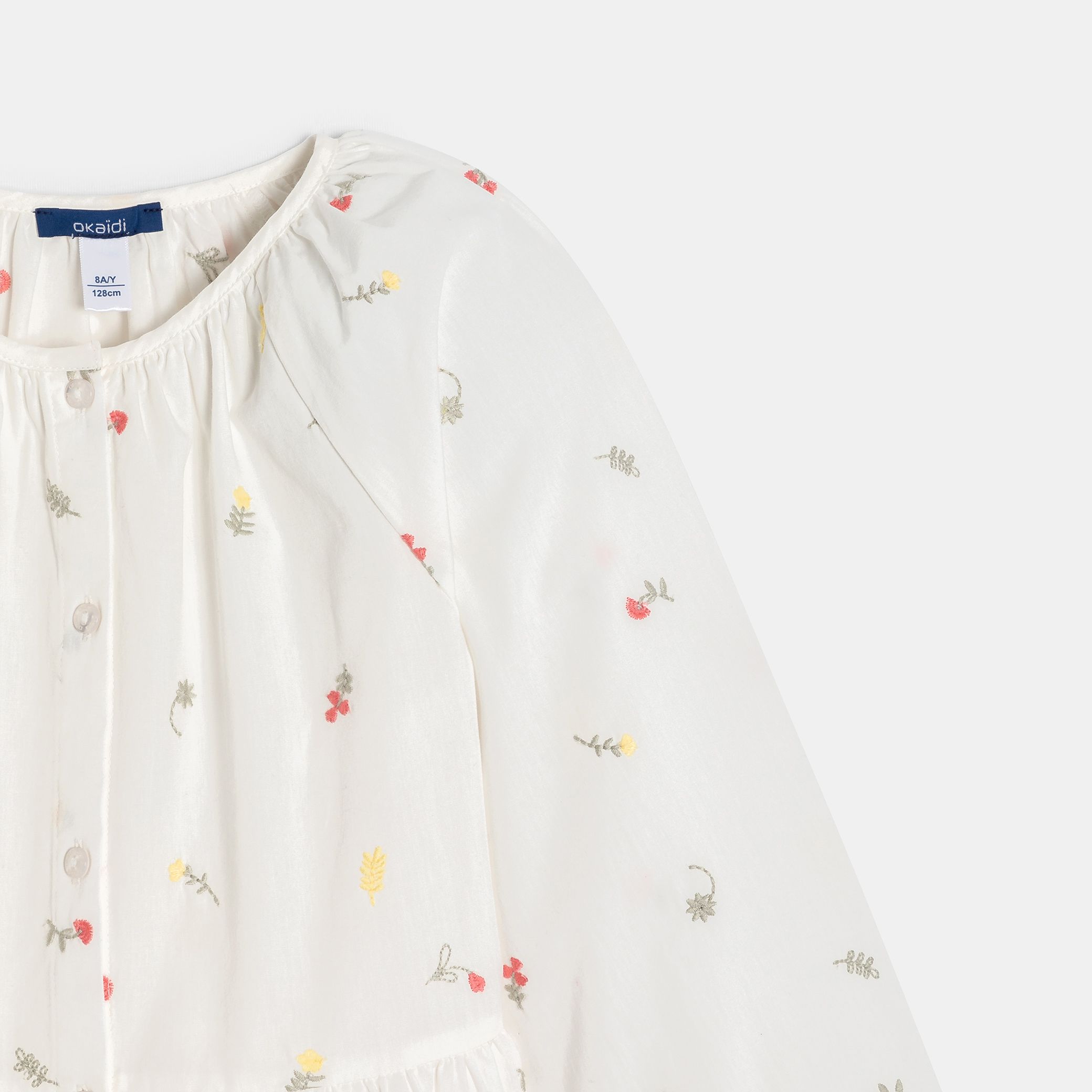 Áo blouse thêu hoa cho bé gái