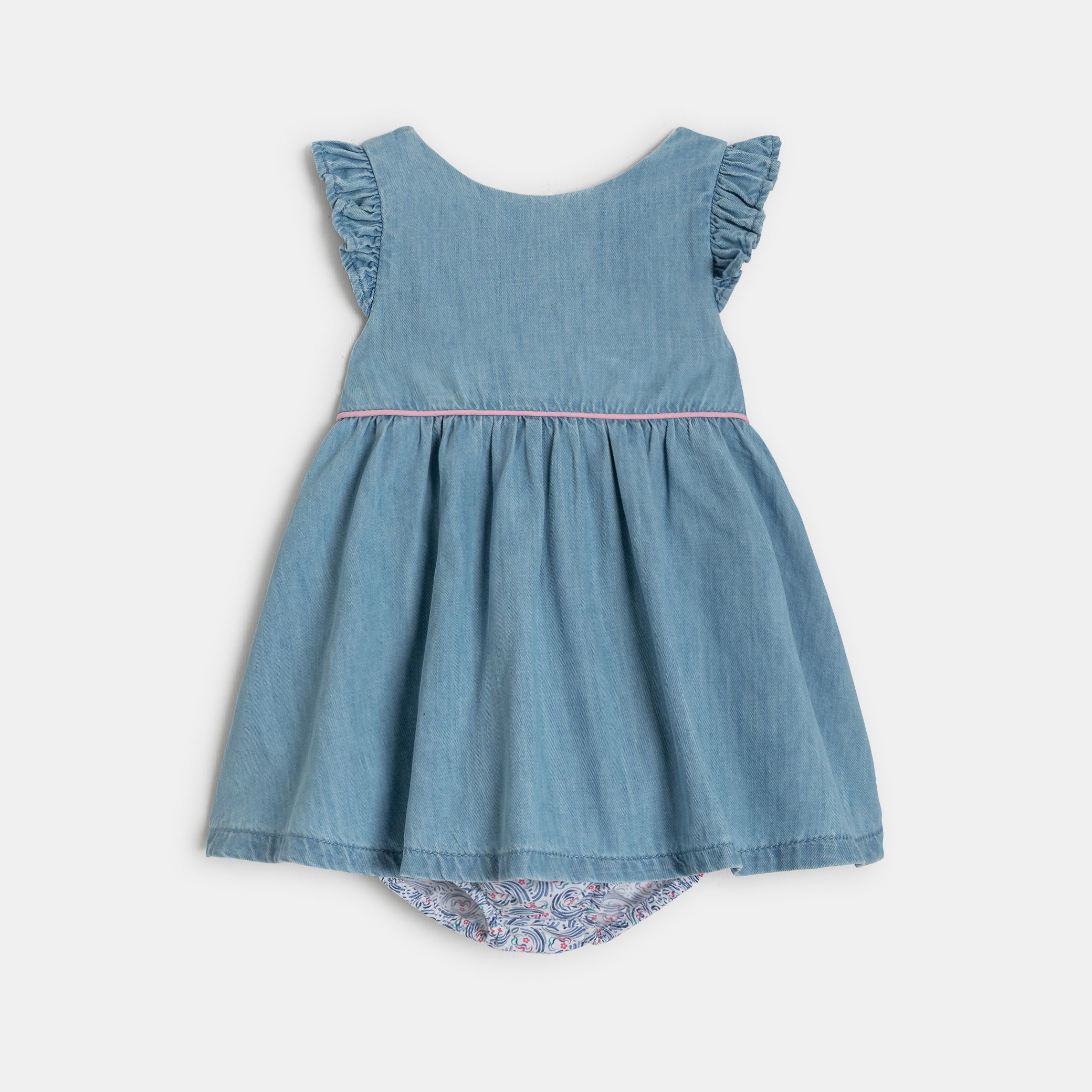 Đầm cotton họa tiết màu xanh