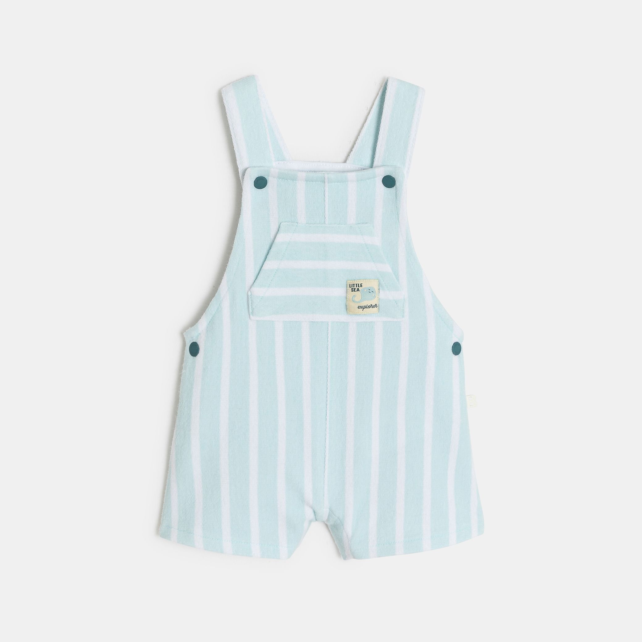 Bộ quần yếm bouclé và bodysuit màu xanh nhạt dành cho bé trai