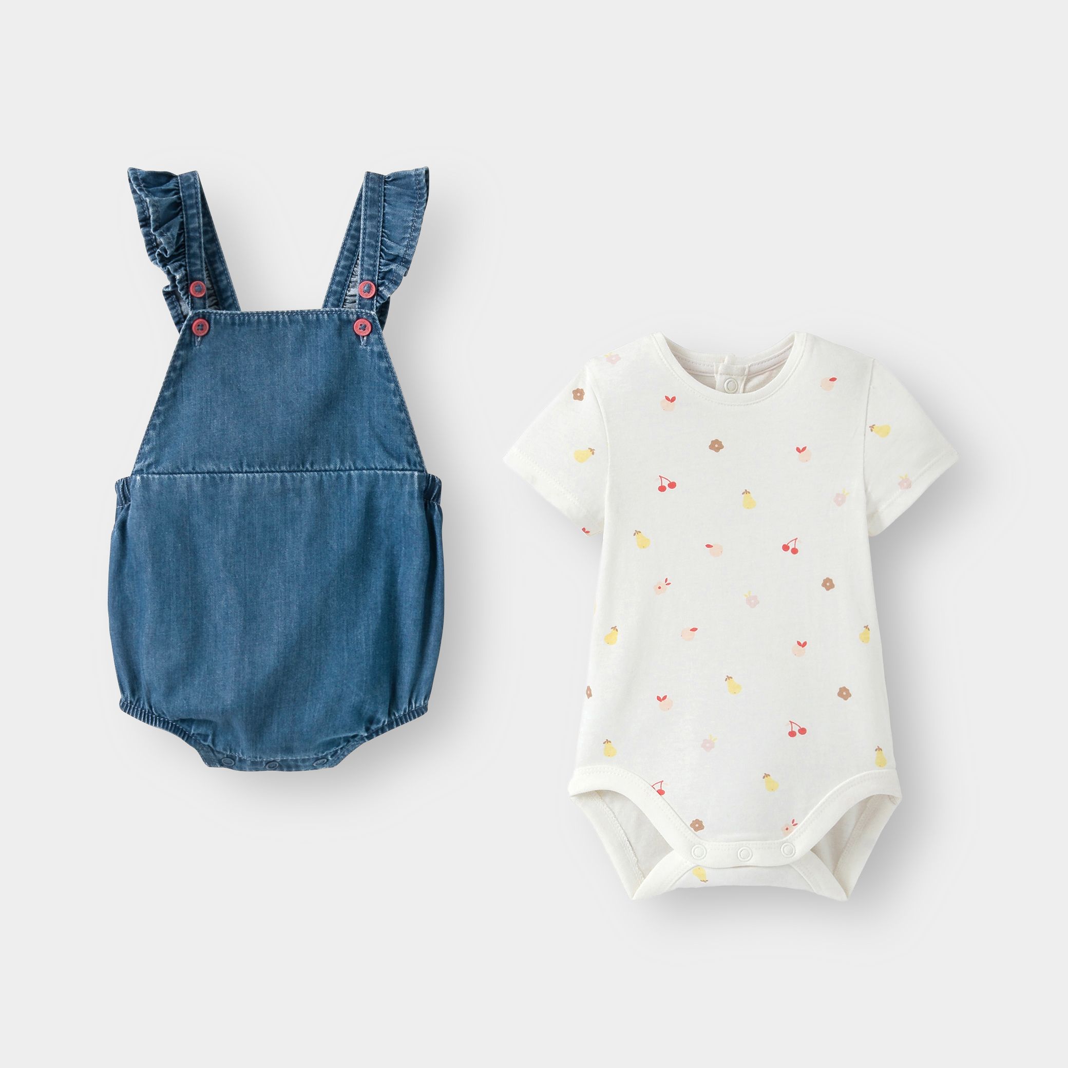 Bộ quần yếm denim và bodysuit cho bes