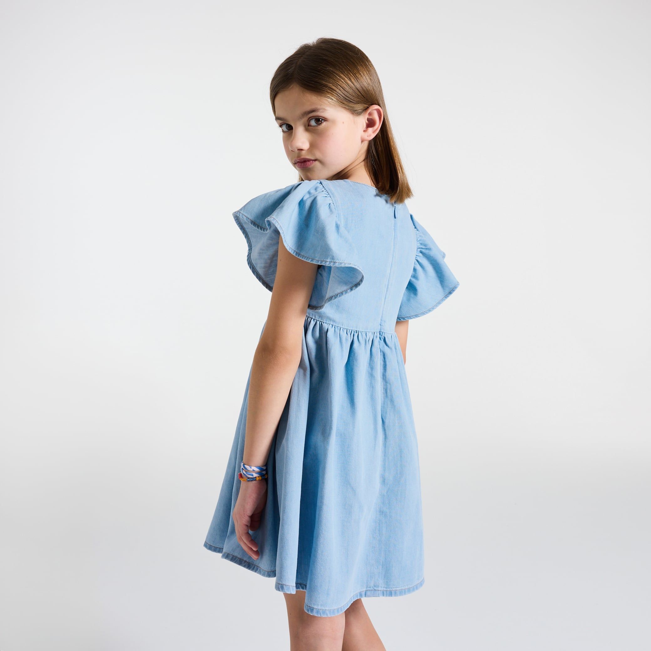 Váy denim xếp ly cho bé gái