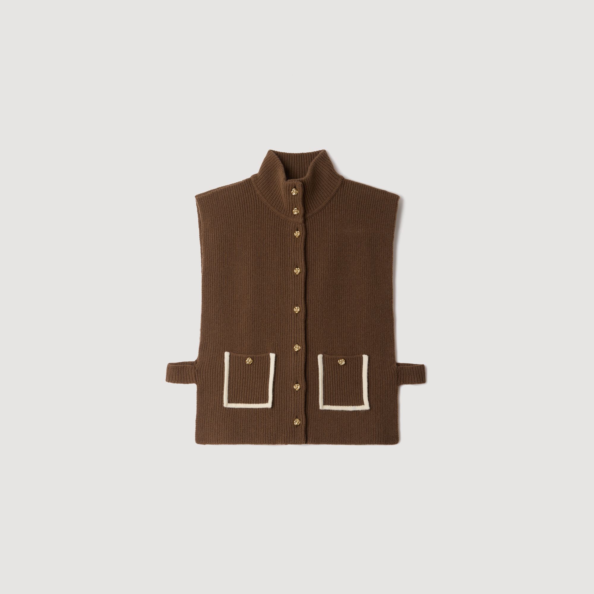 Phụ kiện cổ len cashmere đính khuy