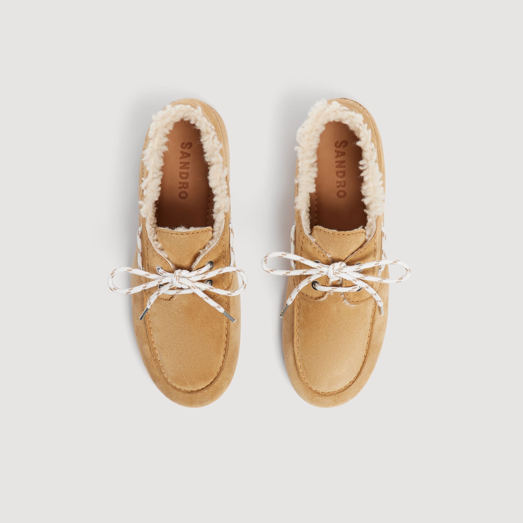 Giày da suede phối lông cừu