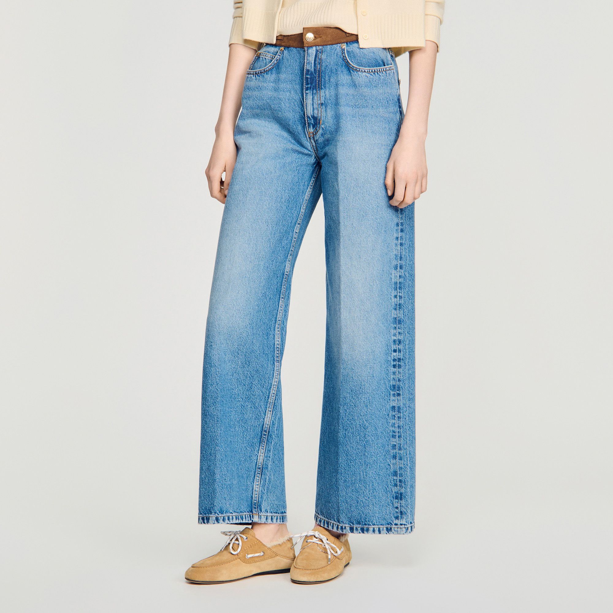 Giày da suede phối lông cừu