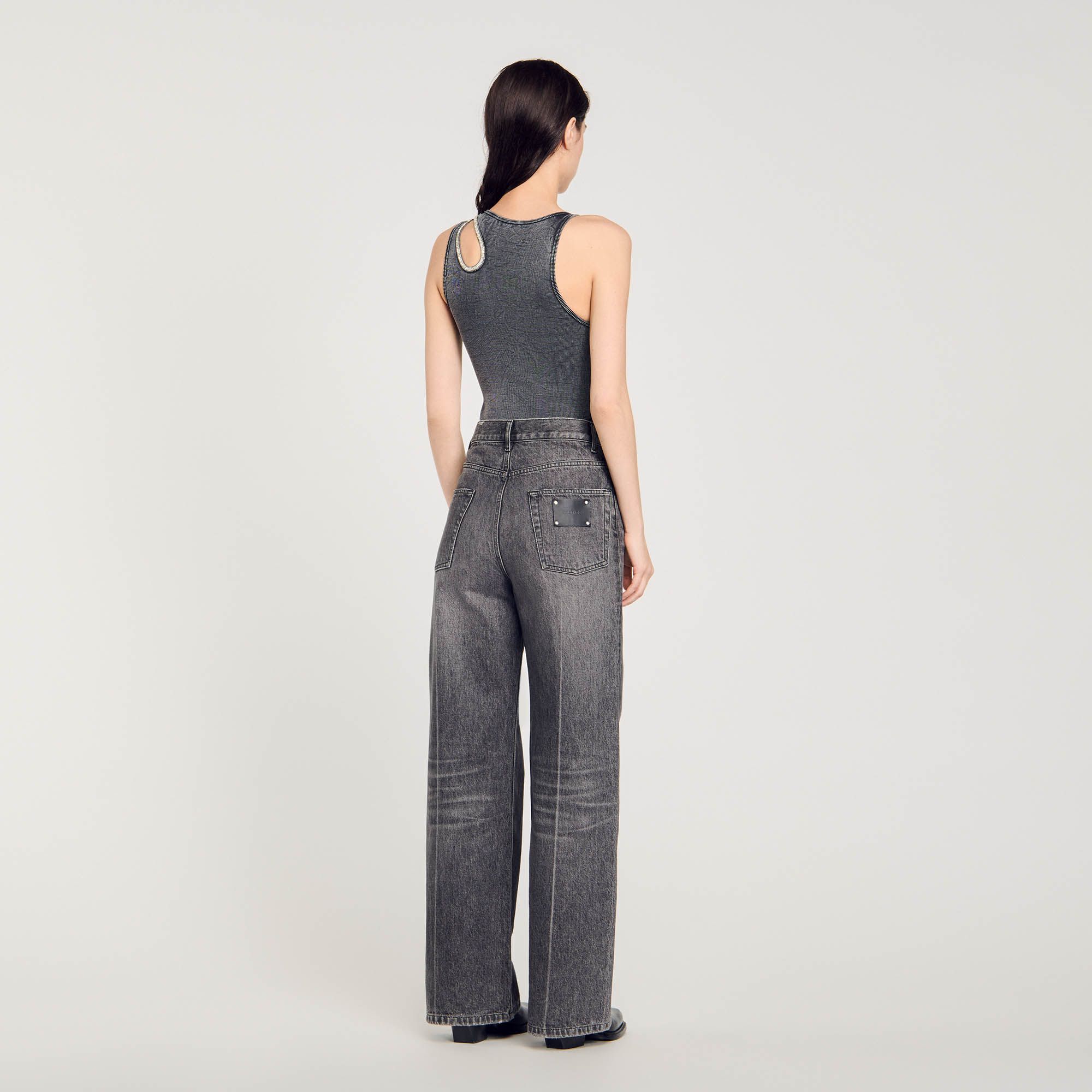 Sandro - Bodysuit hở vai đính đá