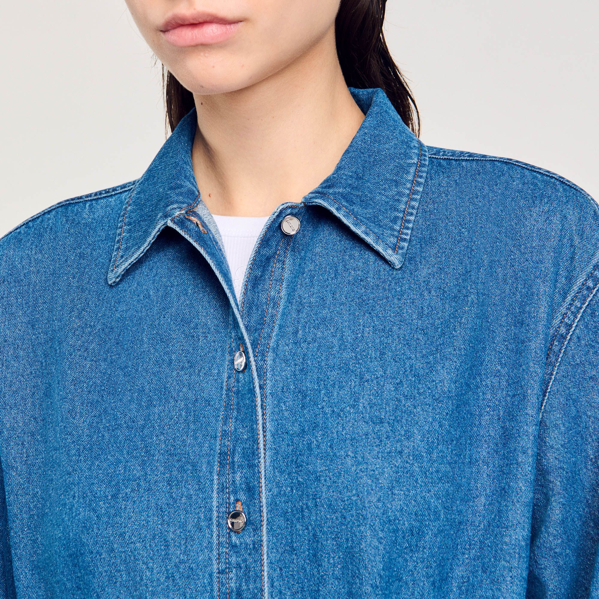 Sandro - Bodysuit sơ mi denim