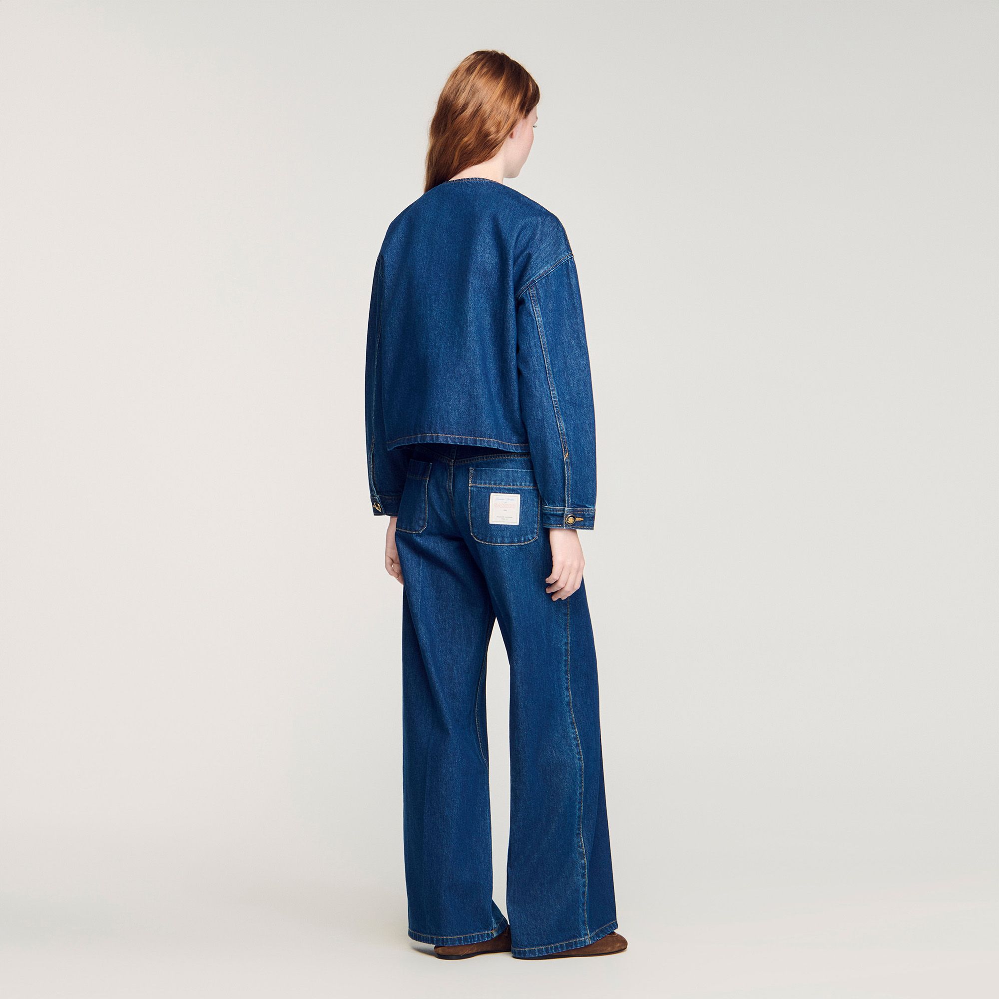 Áo khoác denim cài nút Statement