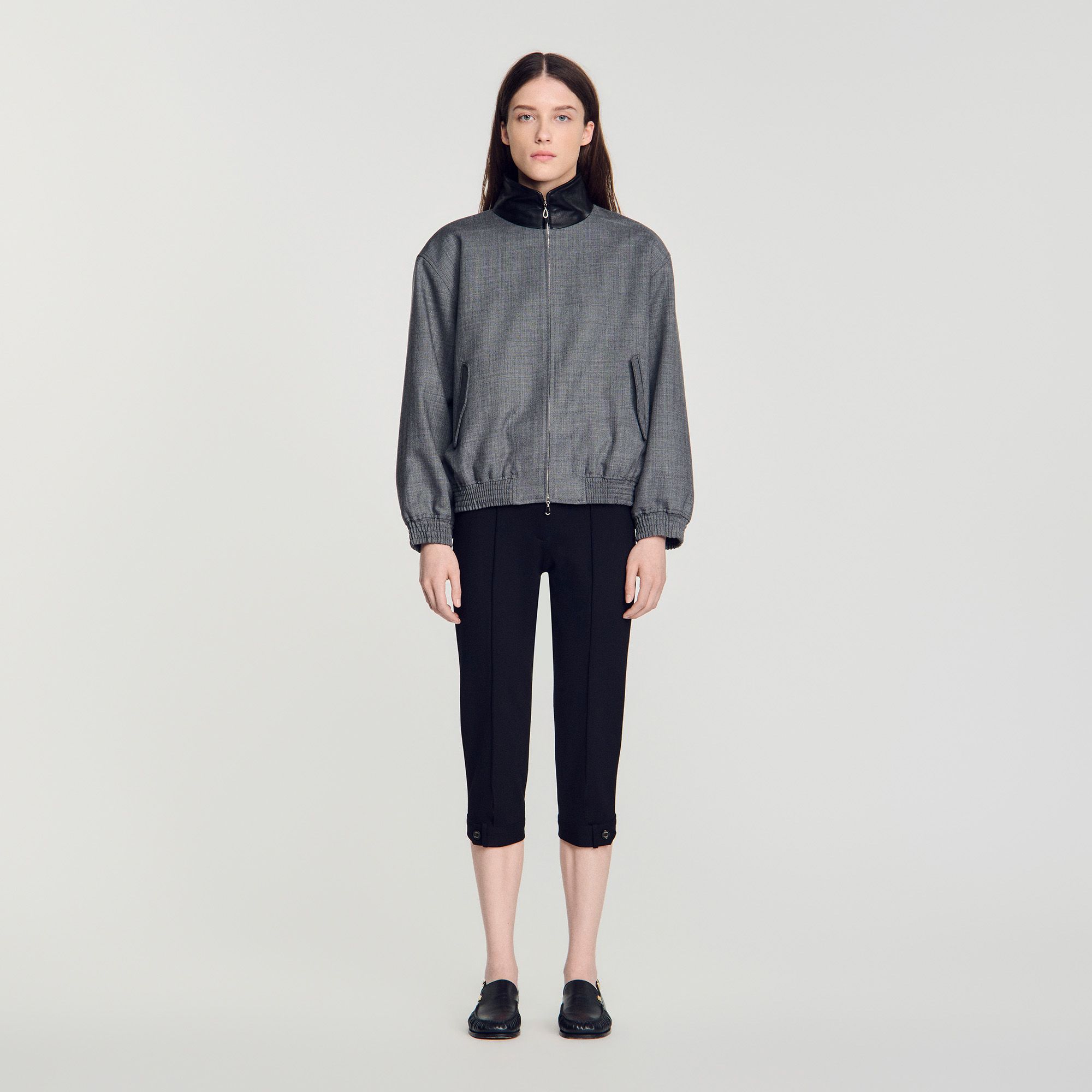 Sandro - Áo khoác cổ da dáng oversize