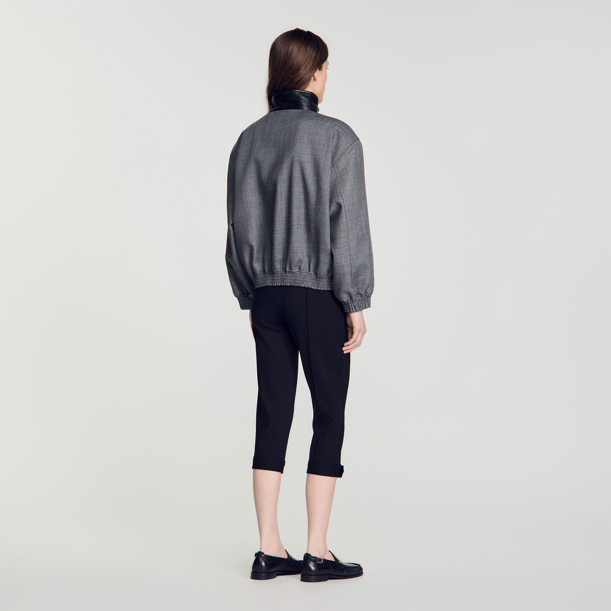 Sandro - Áo khoác cổ da dáng oversize