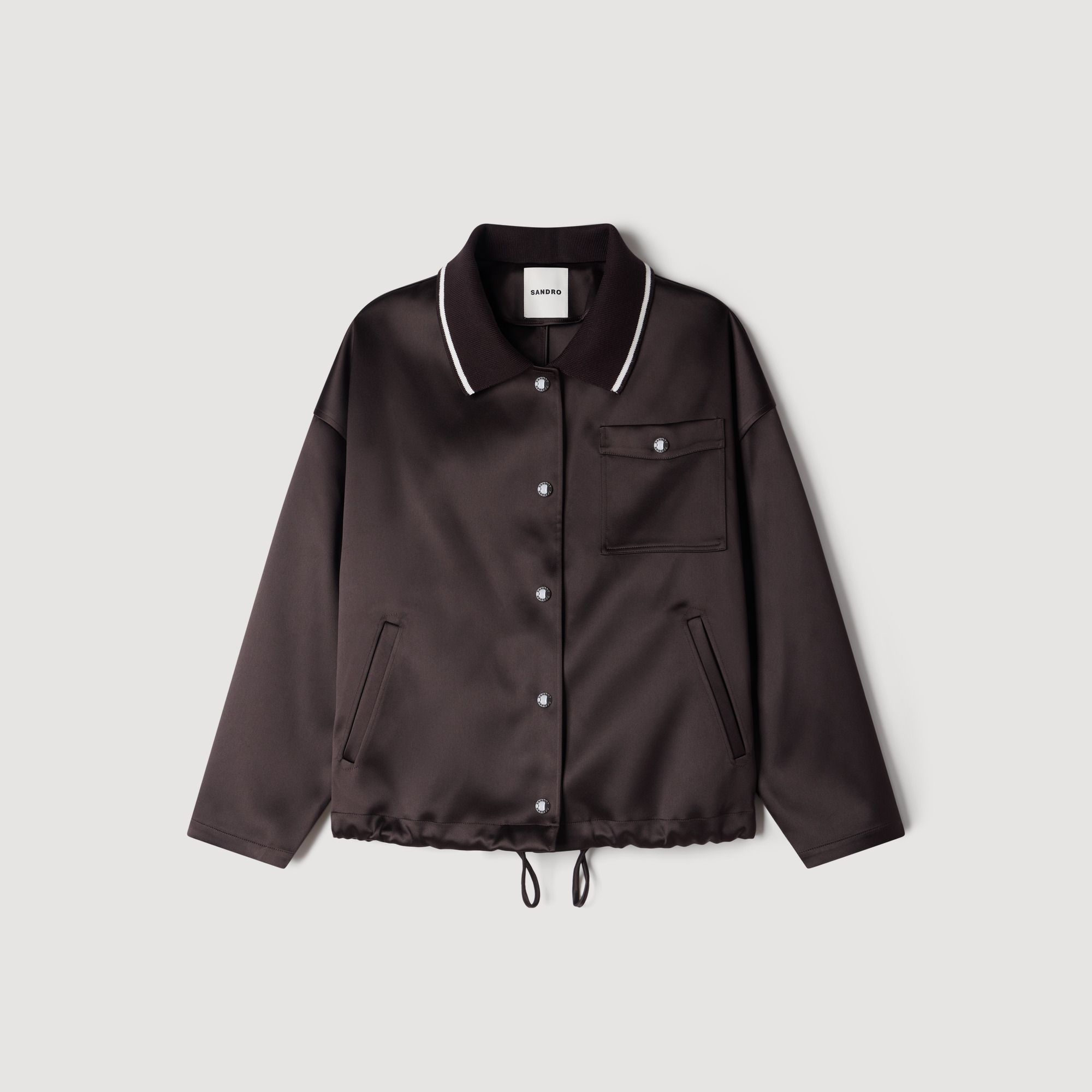 Áo khoác satin cổ polo
