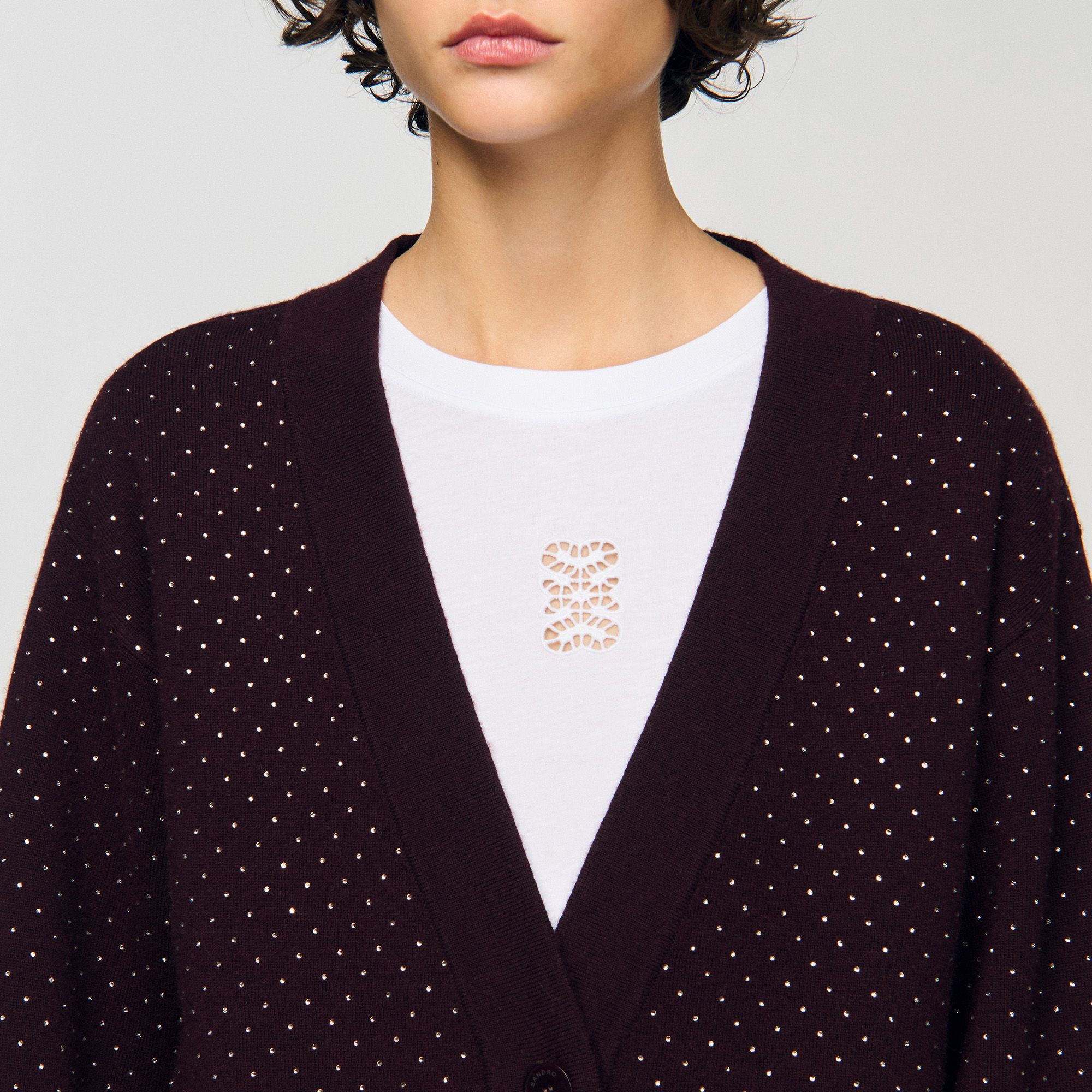Sandro - Áo cardigan đính đá