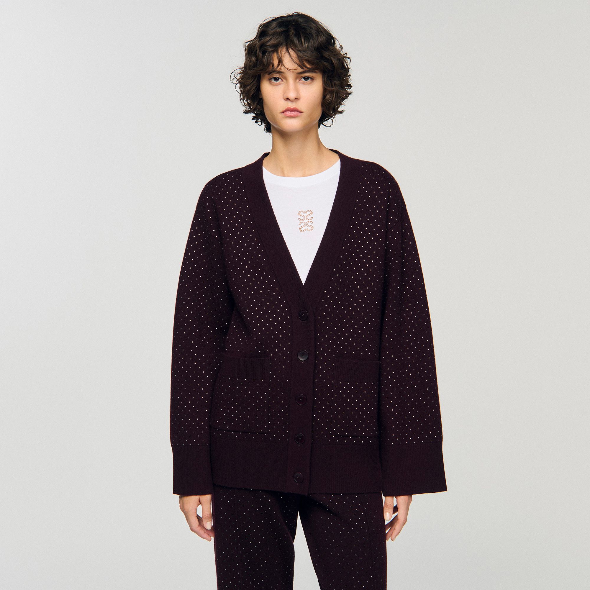 Sandro - Áo cardigan đính đá