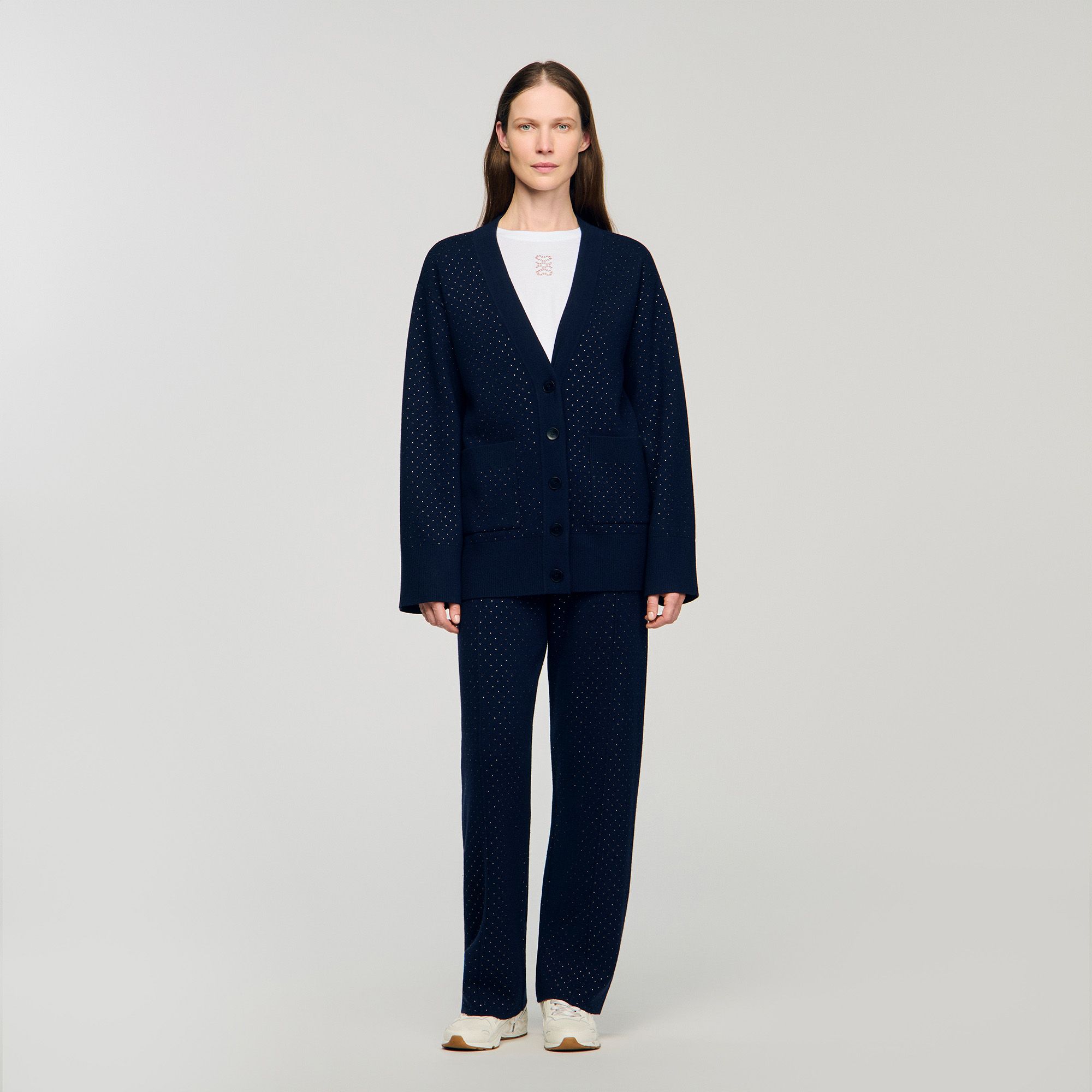 Sandro - Áo cardigan đính đá