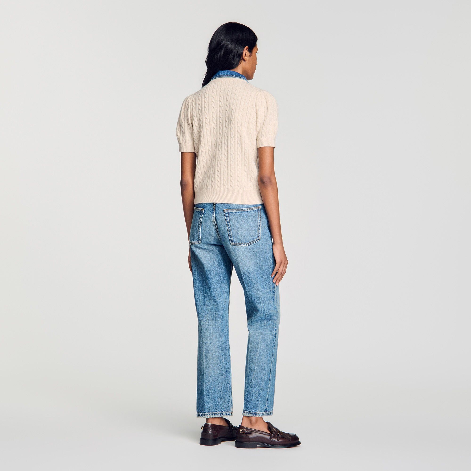 Sandro - Áo khoác cardigan cổ denim