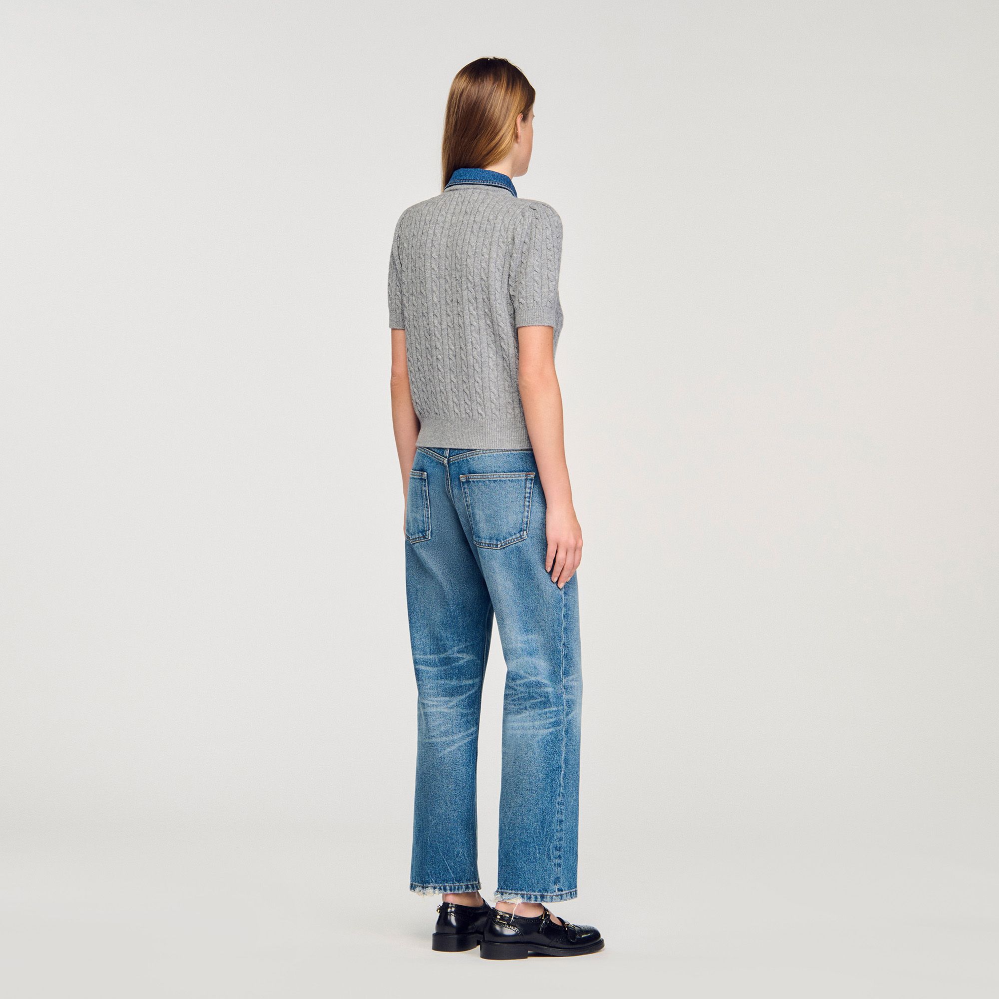 Sandro - Áo khoác cardigan cổ denim