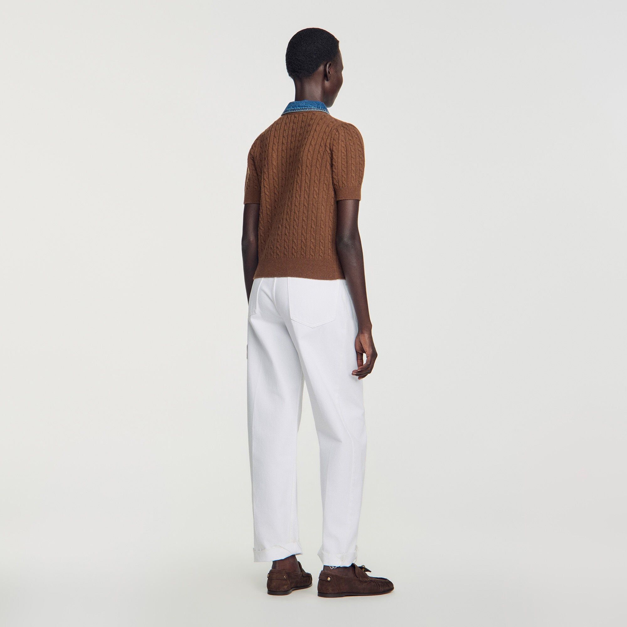 Sandro - Áo khoác cardigan cổ denim