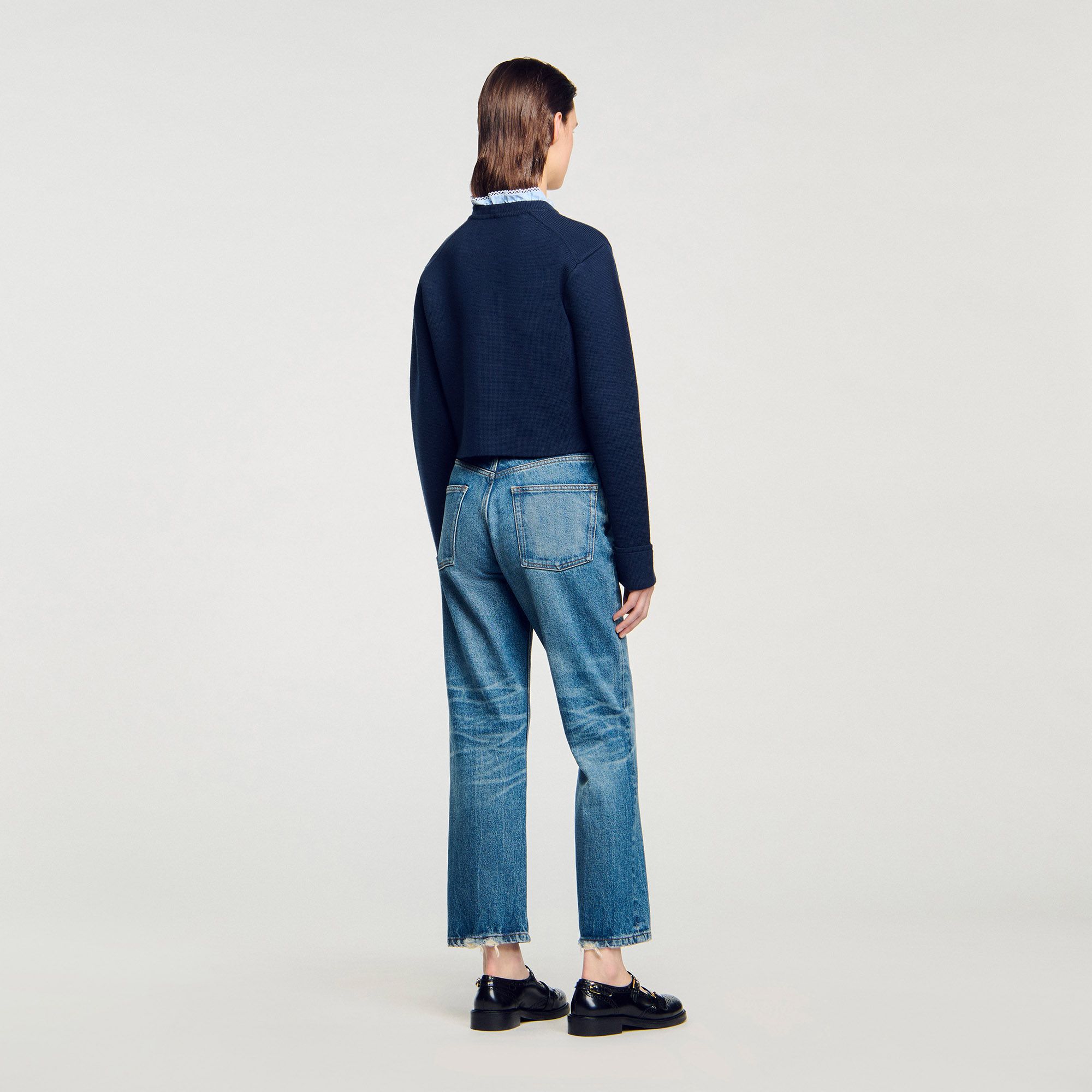 Sandro - Áo khoác cardigan cổ bèo nhún