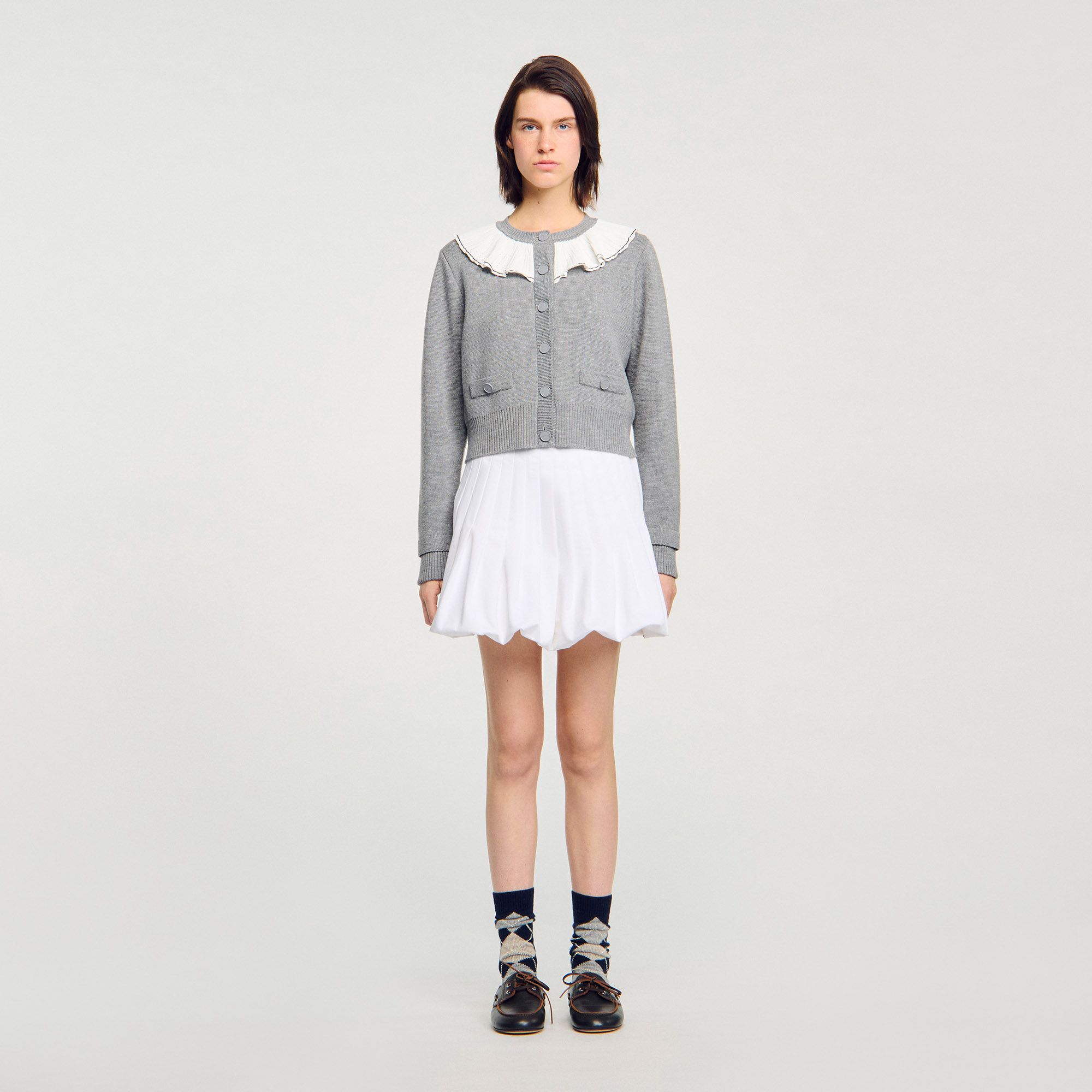 Sandro - Áo khoác cardigan cổ tương phản
