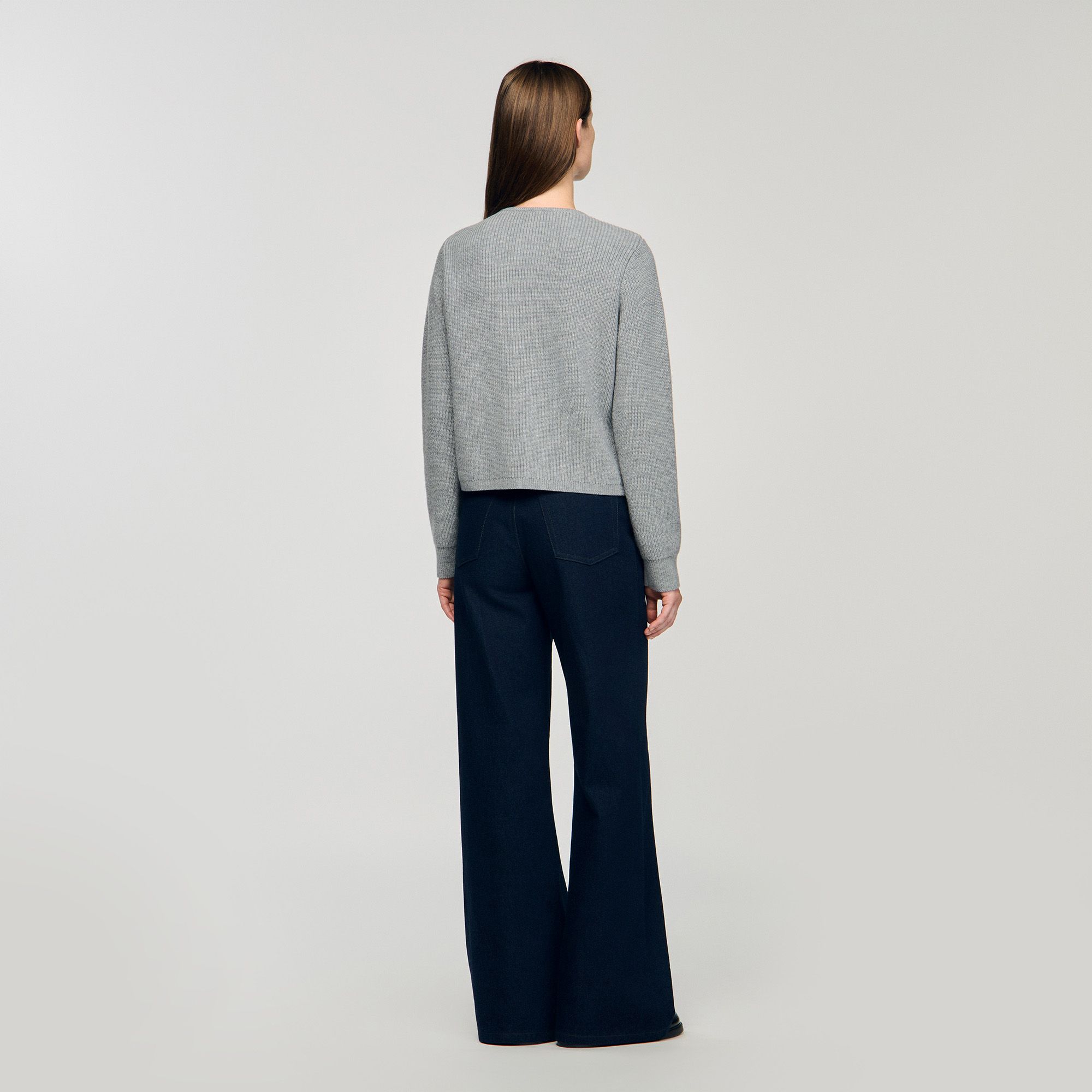 Sandro - Áo khoác cardigan có chi tiết denim