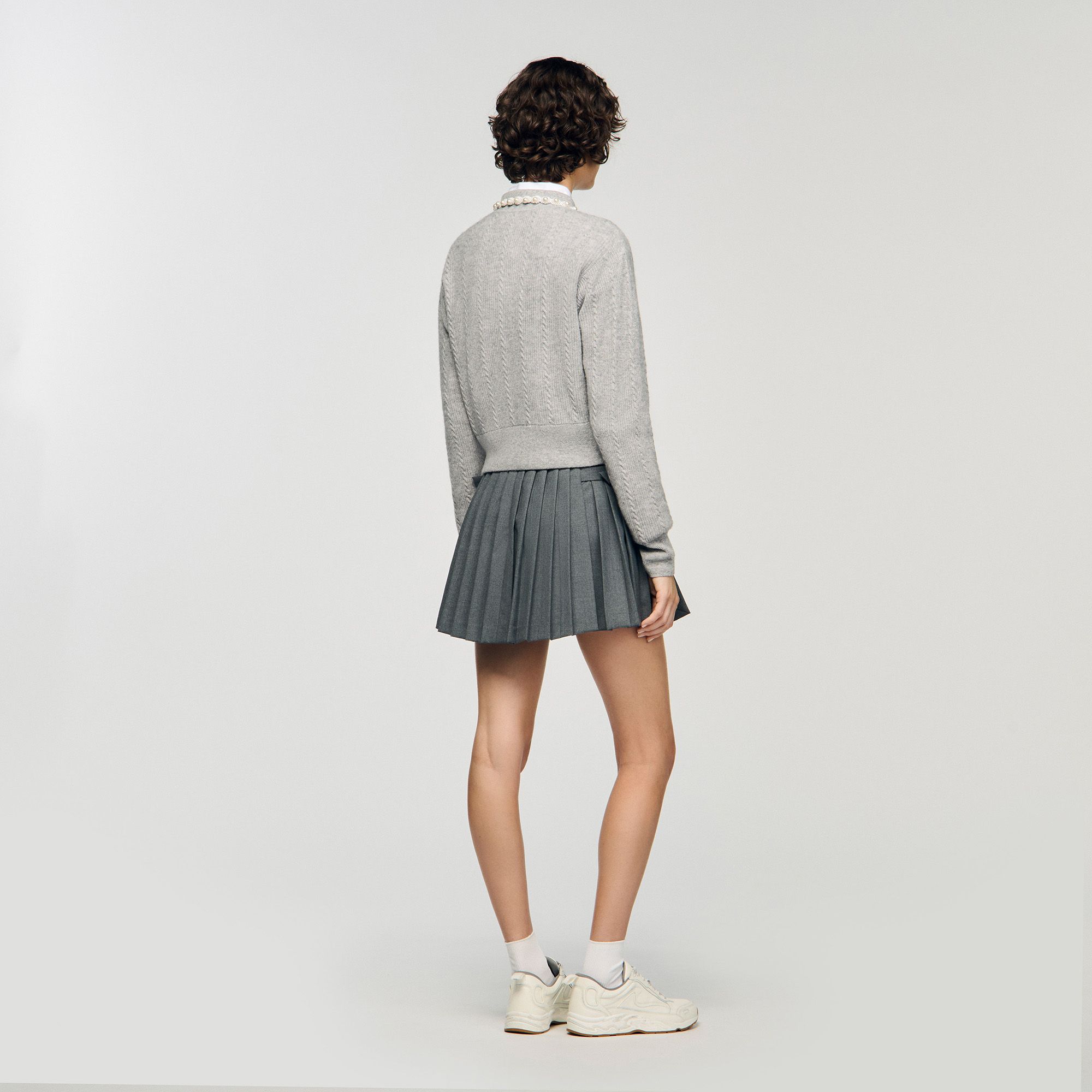 Sandro - Cardigan cổ đính hạt