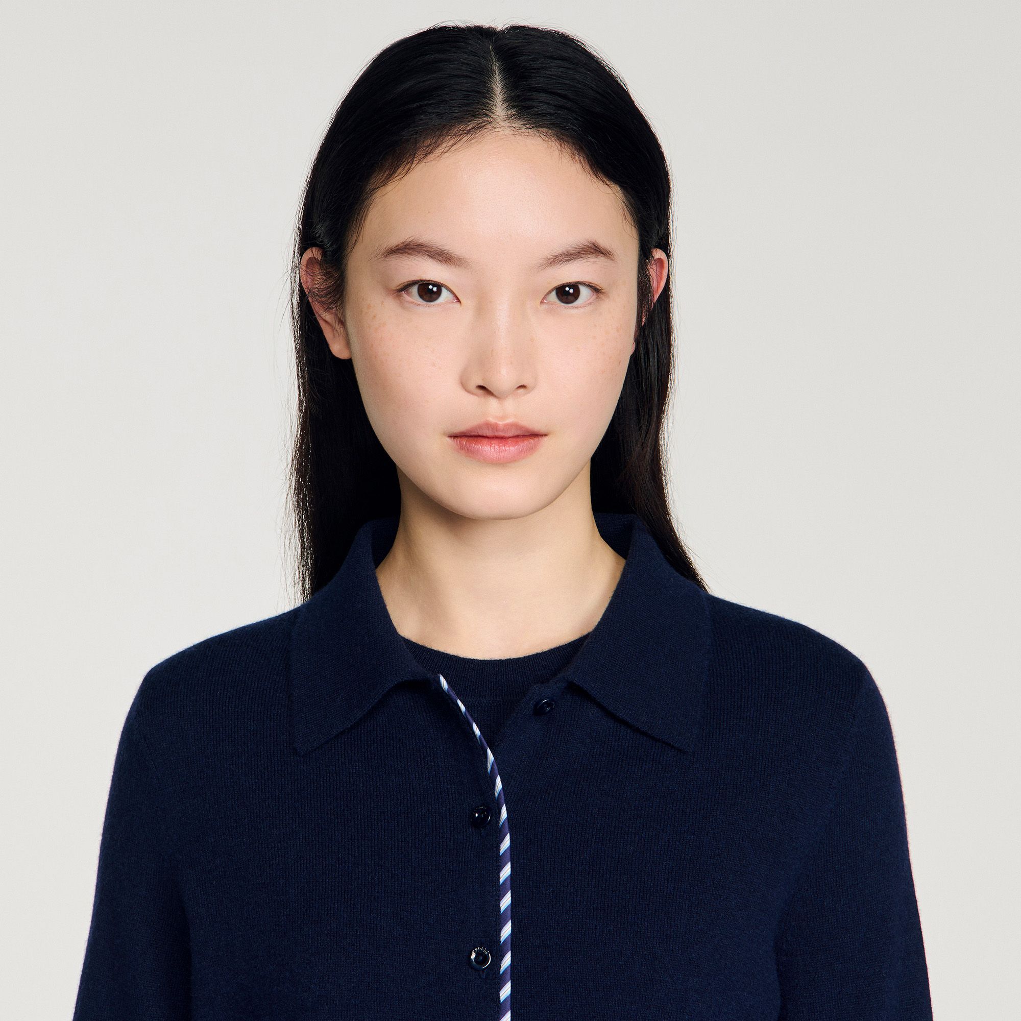Sandro - Áo khoác cardigan kẻ sọc bằng len và cashmere