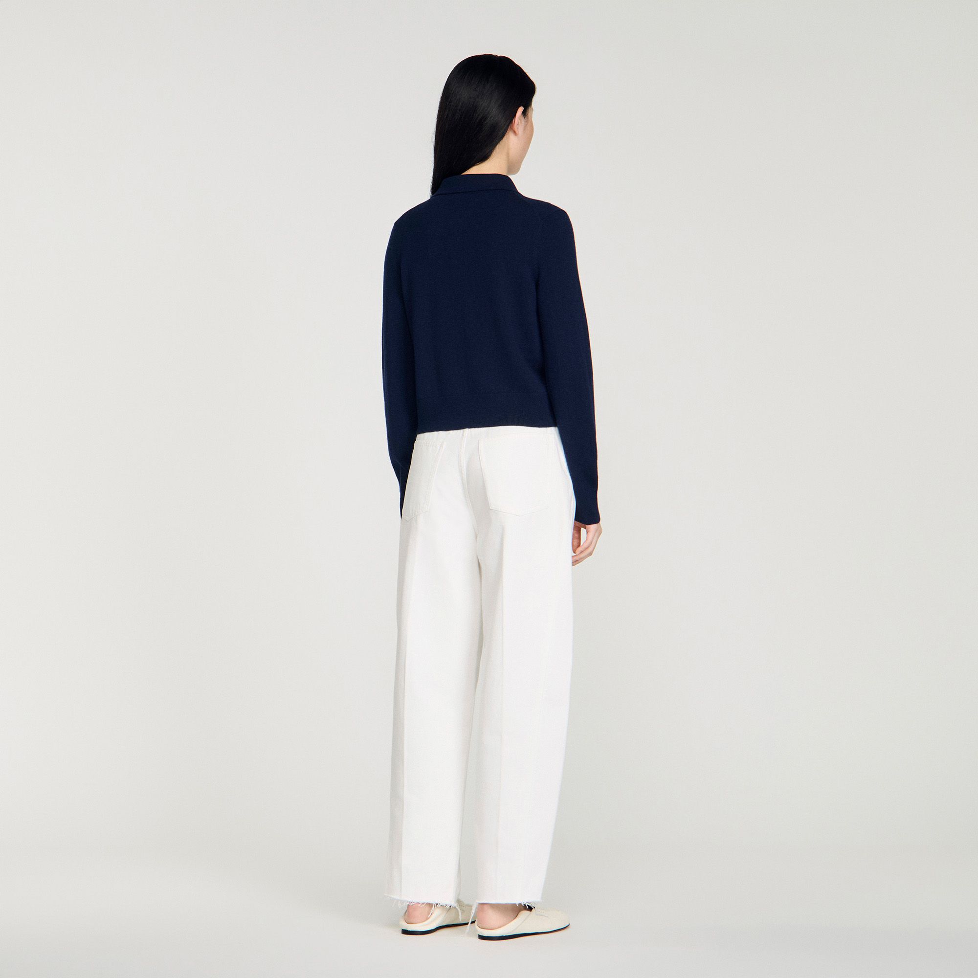 Sandro - Áo khoác cardigan kẻ sọc bằng len và cashmere