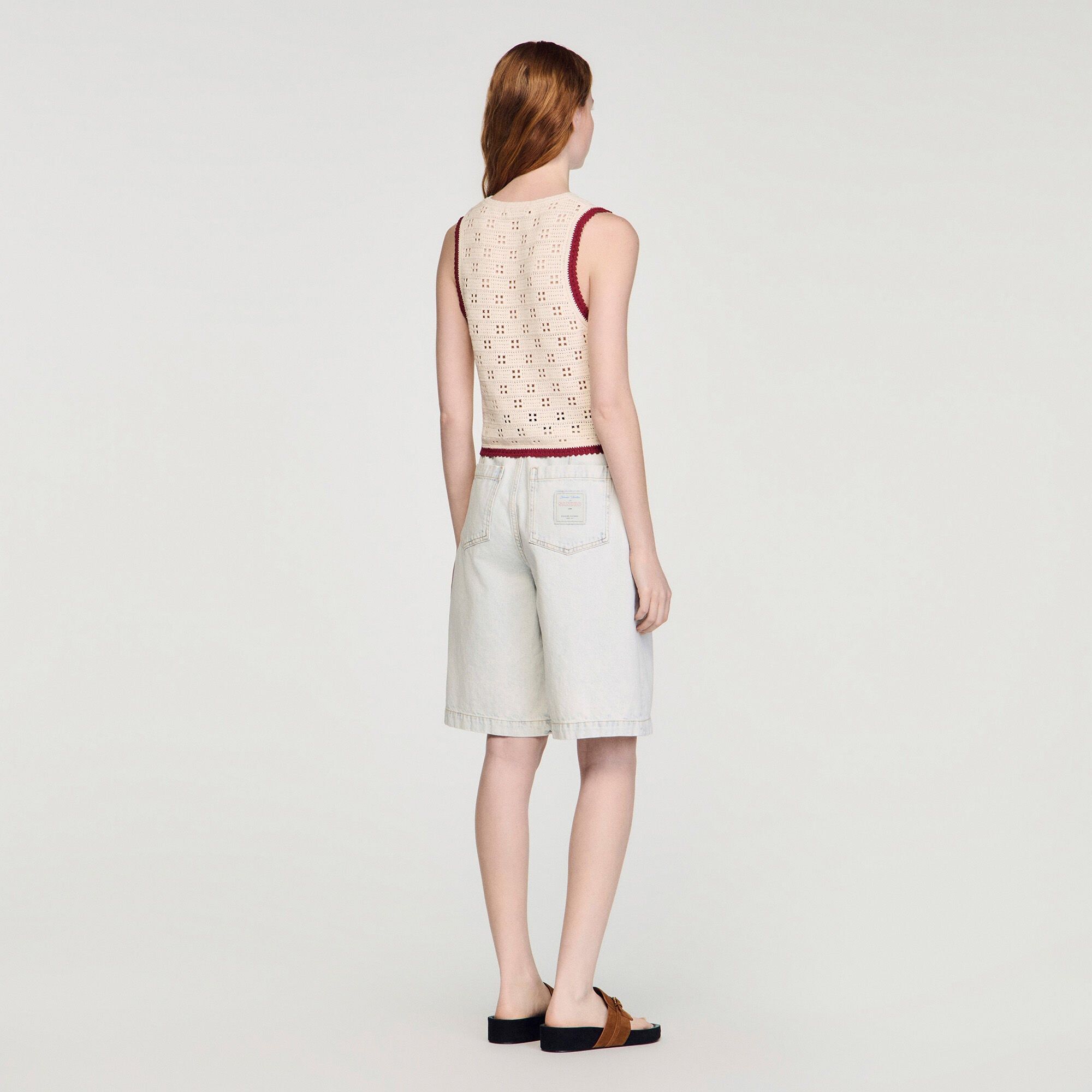 Sandro - Áo cardigan crochet không tay