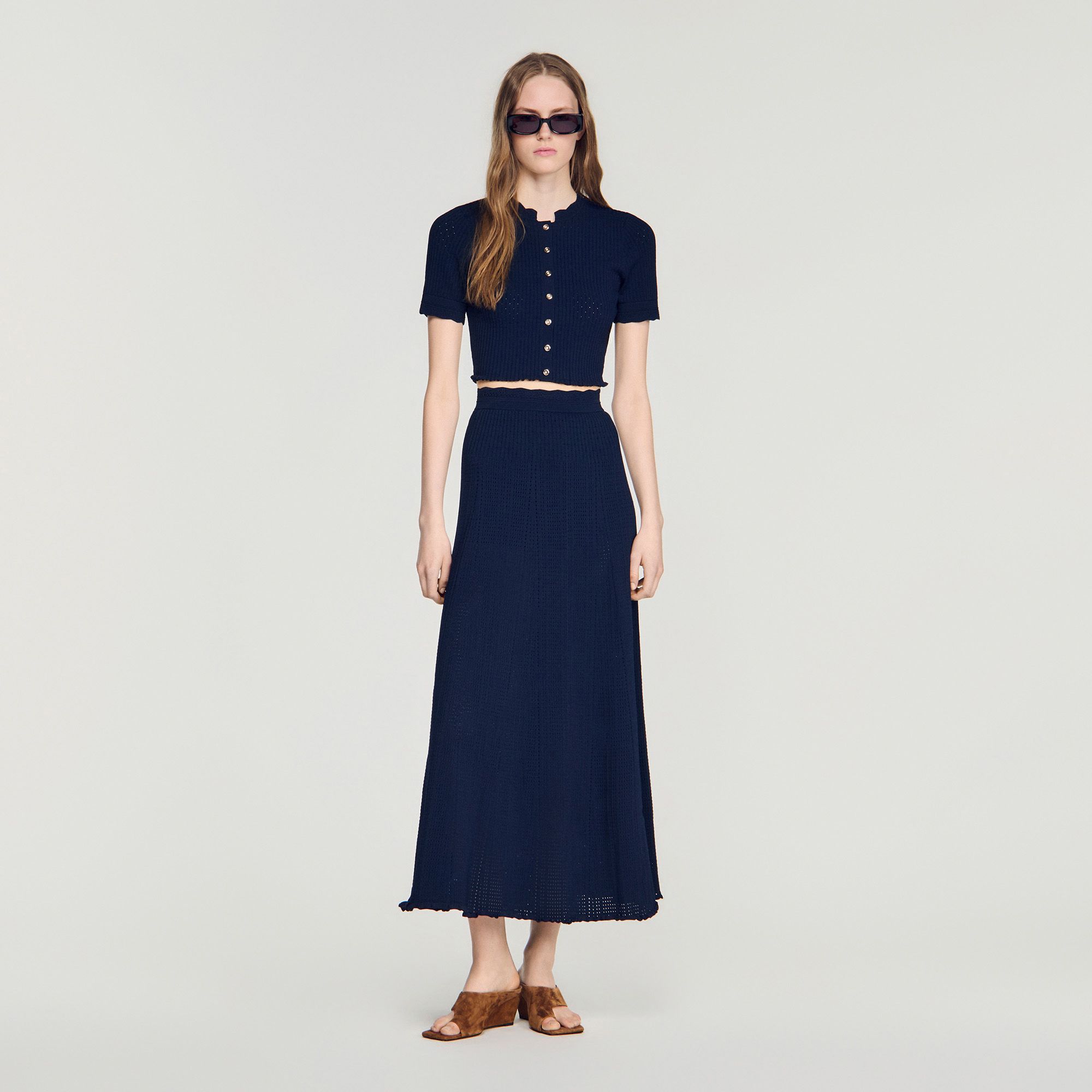Sandro - Áo cardigan dệt kim dáng crop