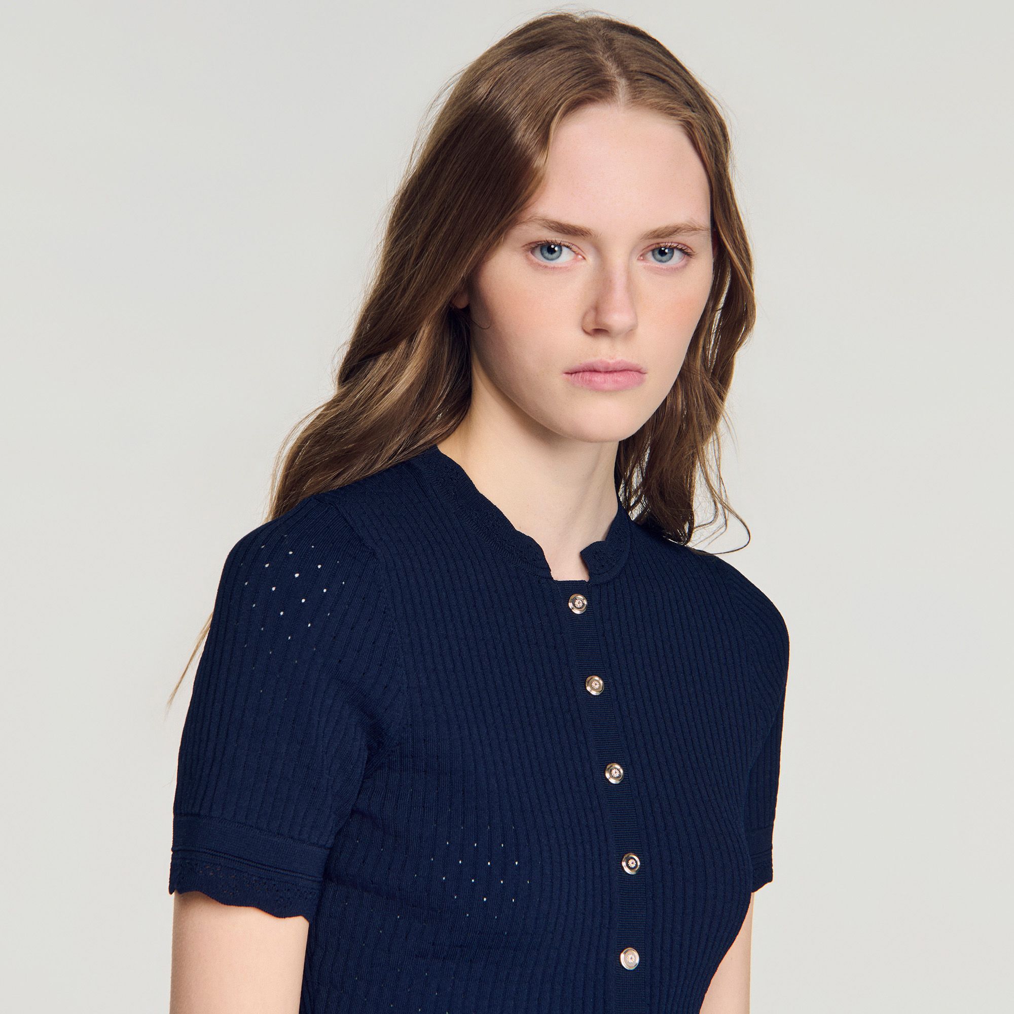 Sandro - Áo cardigan dệt kim dáng crop