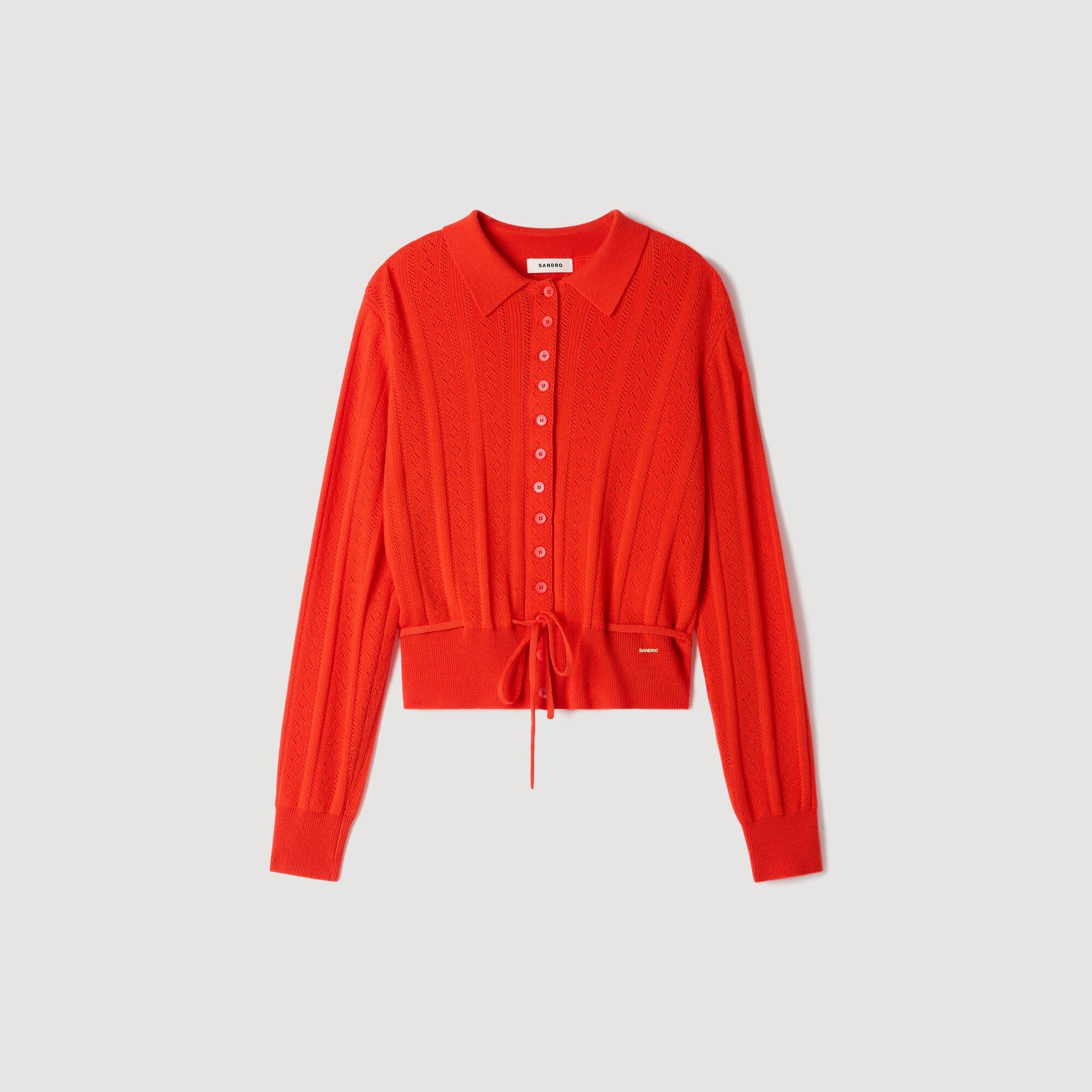 Áo khoác cardigan dệt kim Pointelle