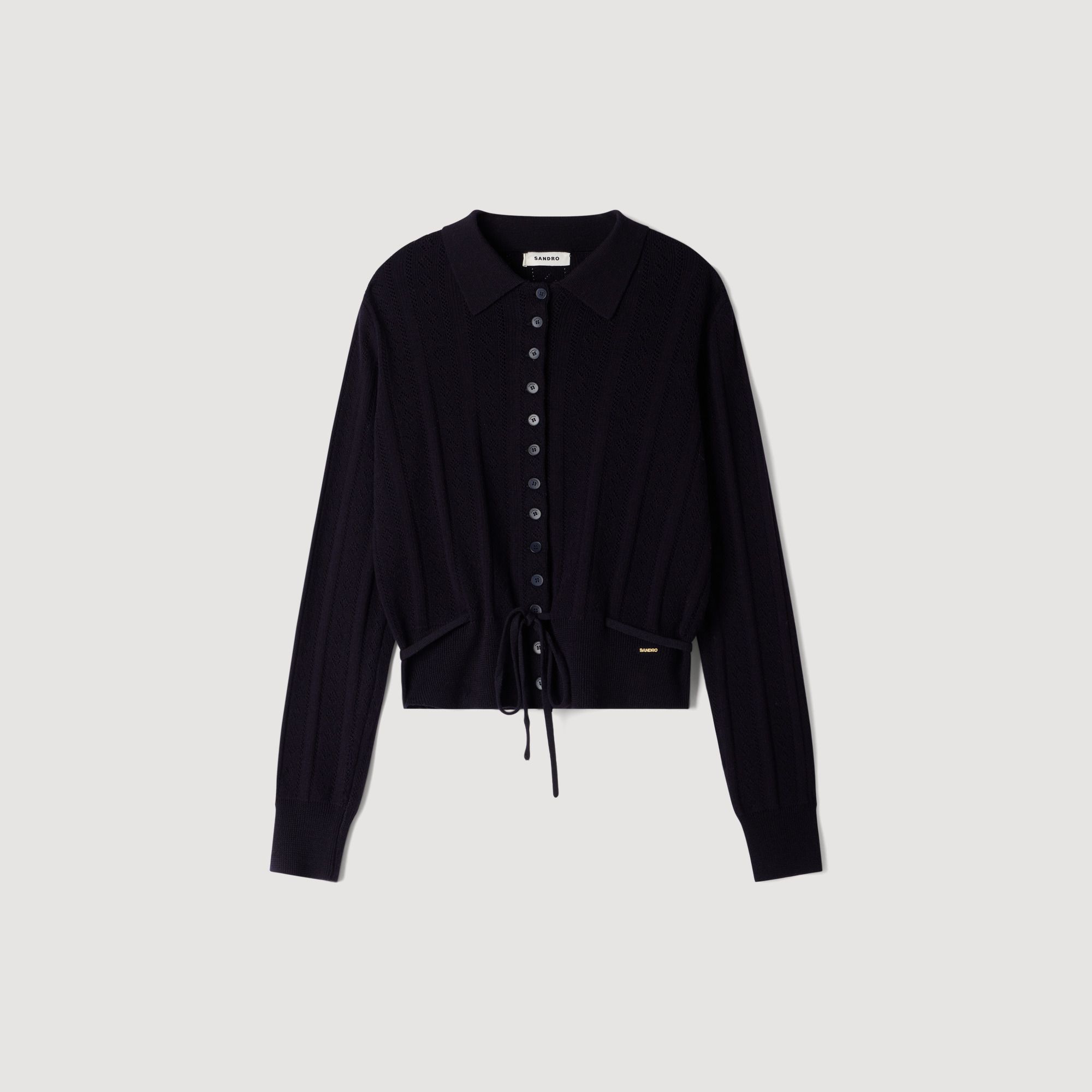 Áo khoác cardigan dệt kim Pointelle