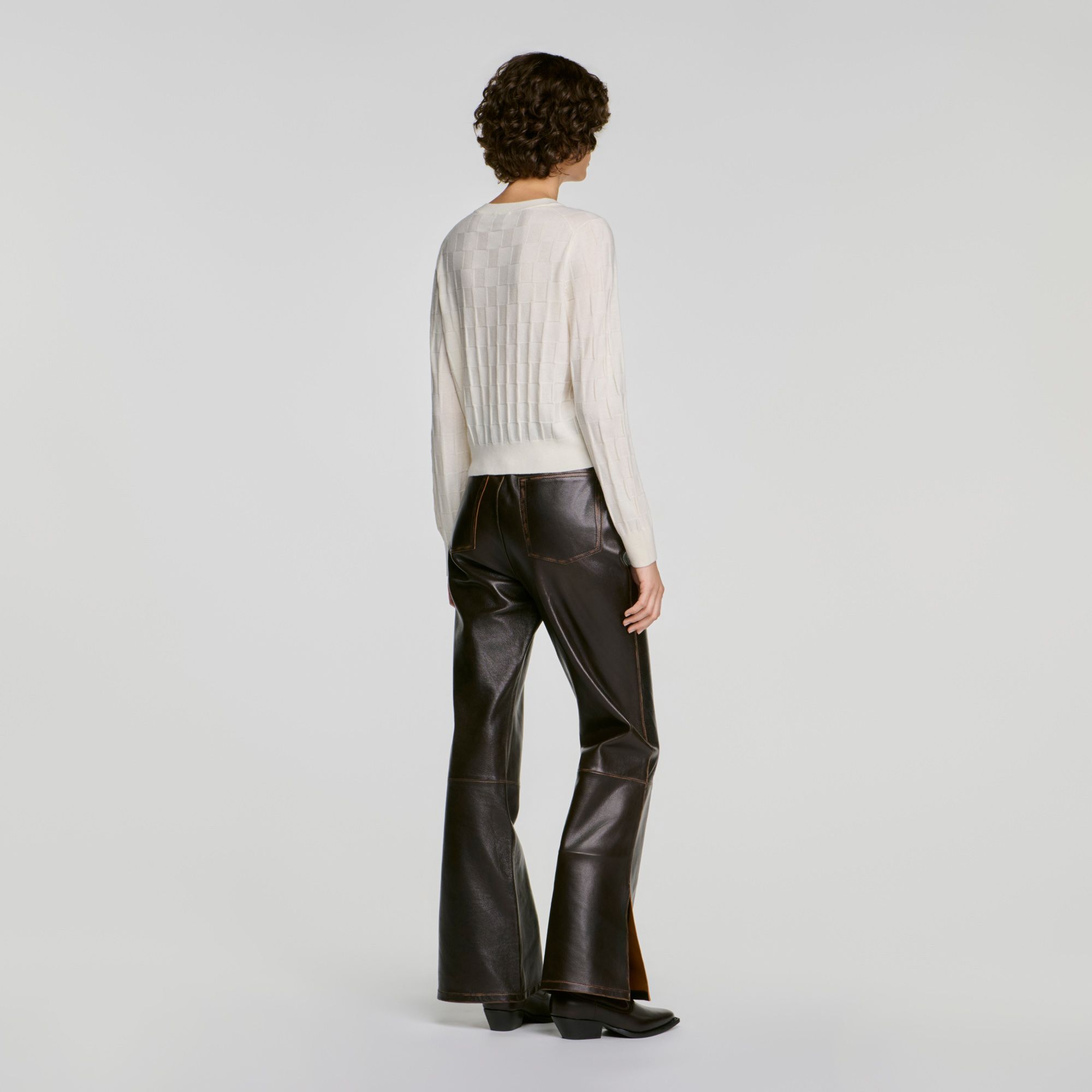 Áo khoác cardigan dáng ngắn kẻ caro Aurel