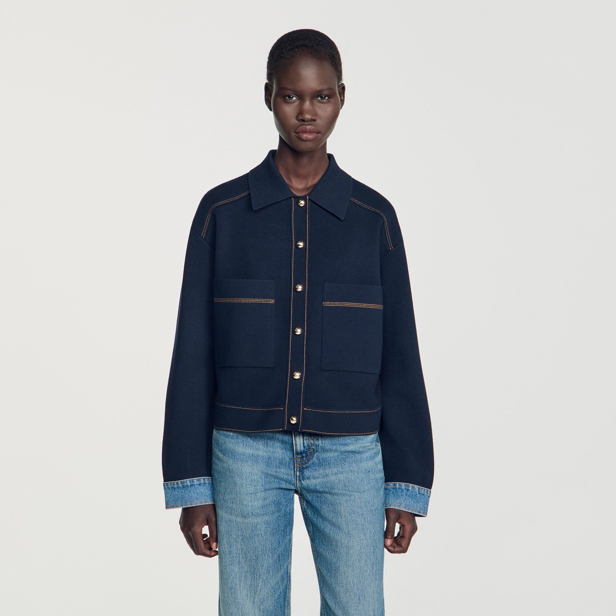 Sandro - Áo cardigan hiệu ứng jacket