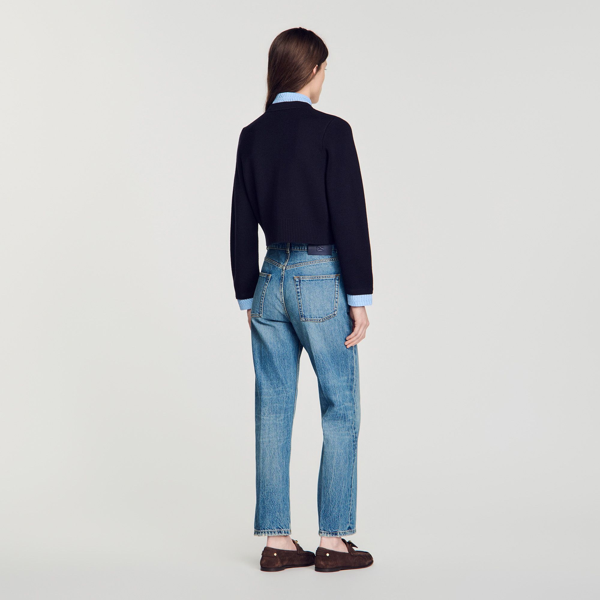 Sandro - Áo cardigan hai tông cổ origami